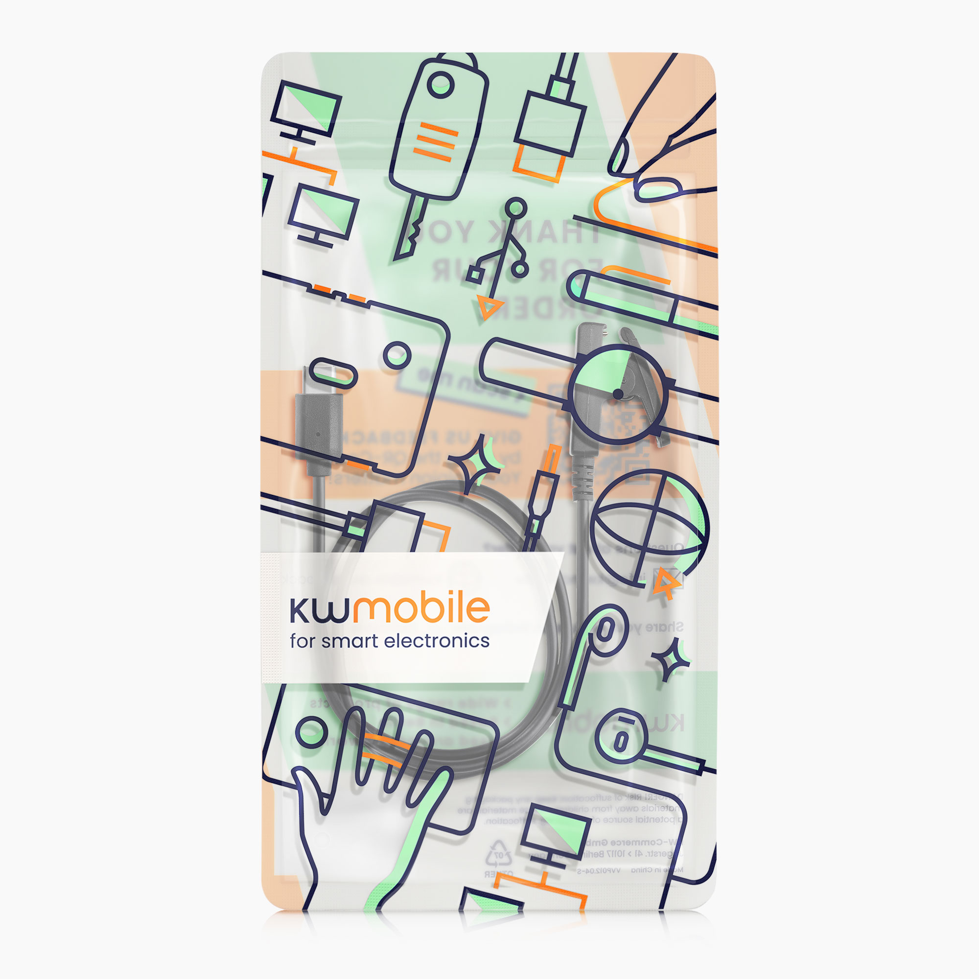 Nabíjecí kabel kwmobile pro Garmin vivomove Trend, Lily, HR, Forerunner 35/30/735XT - černá