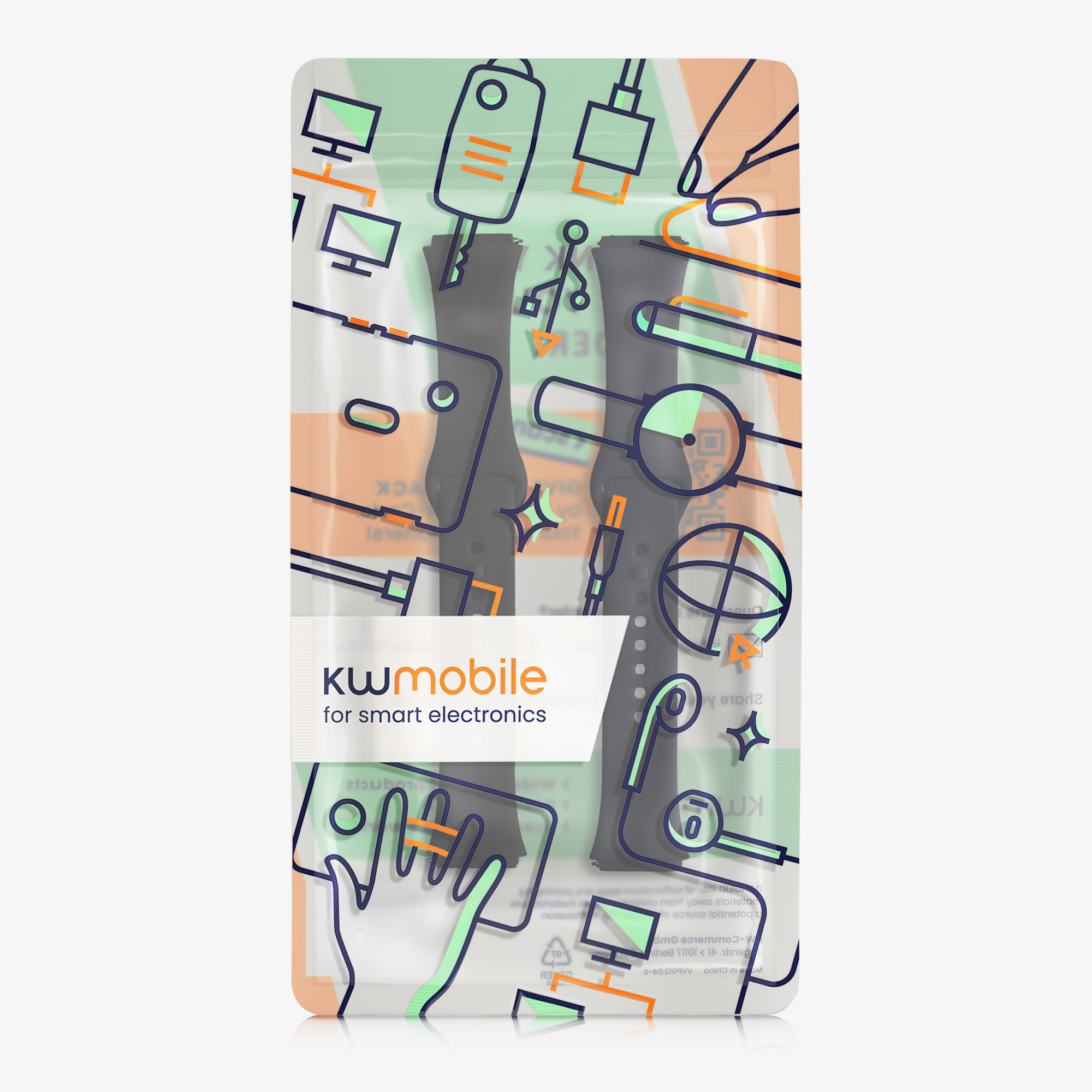 kwmobile řemínek k hodinkám Redmi Watch 3 Active - černá / tmavě modrá