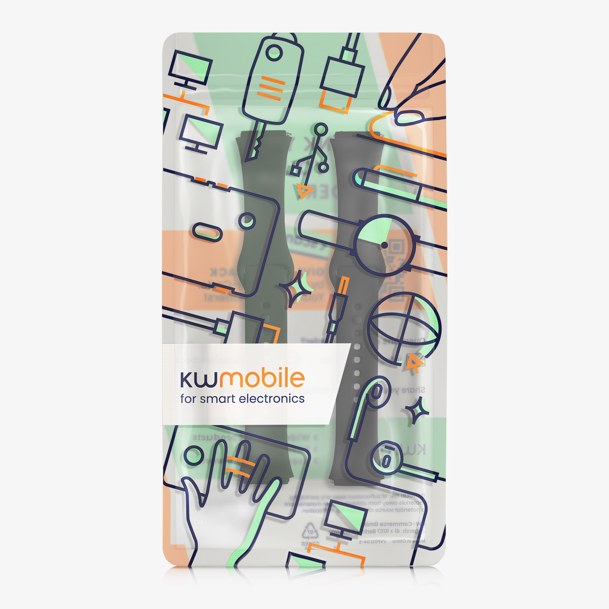 kwmobile řemínek k hodinkám Redmi Watch 3 Active - černá / tmavě zelená