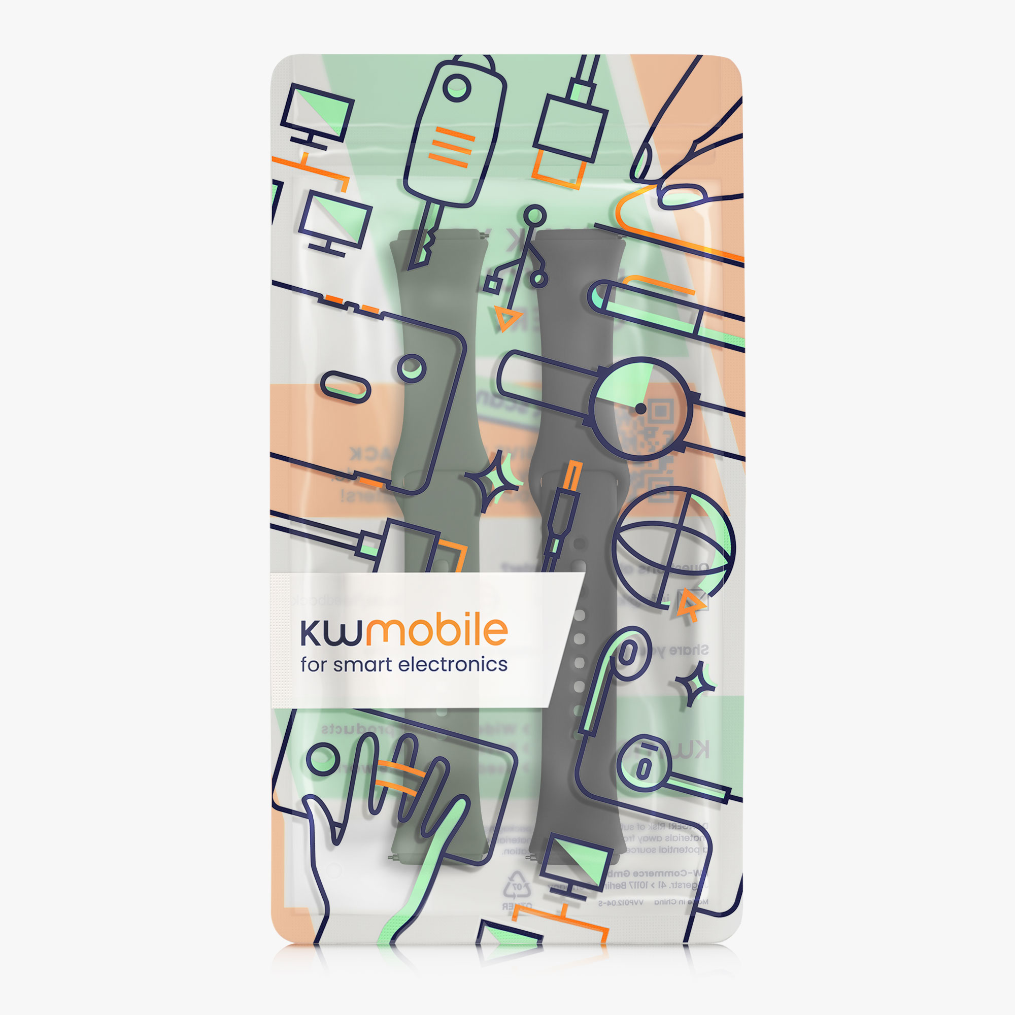 kwmobile řemínek k hodinkám Redmi Watch 3 Active - černá / zelená
