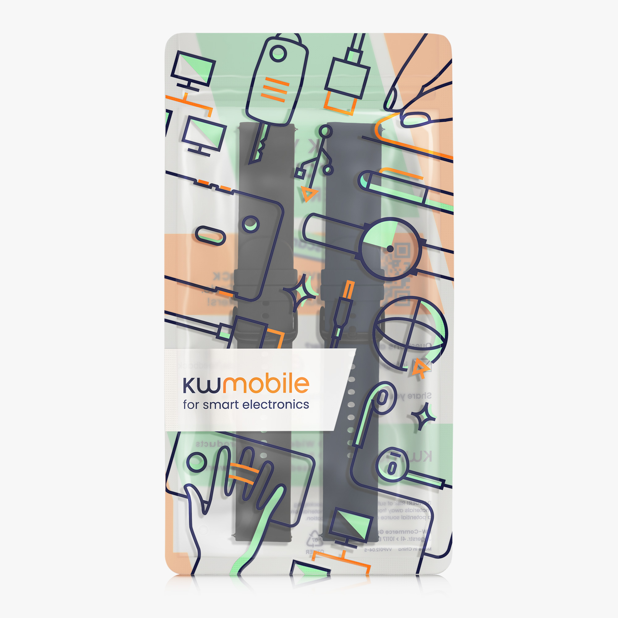 Řemínek Huami 22mm Amazfit Bip 6/Bip 5 Unity/Bip 5/GTS 3/Bal... 22mm kwmobile TPU černý/tmavě modrý