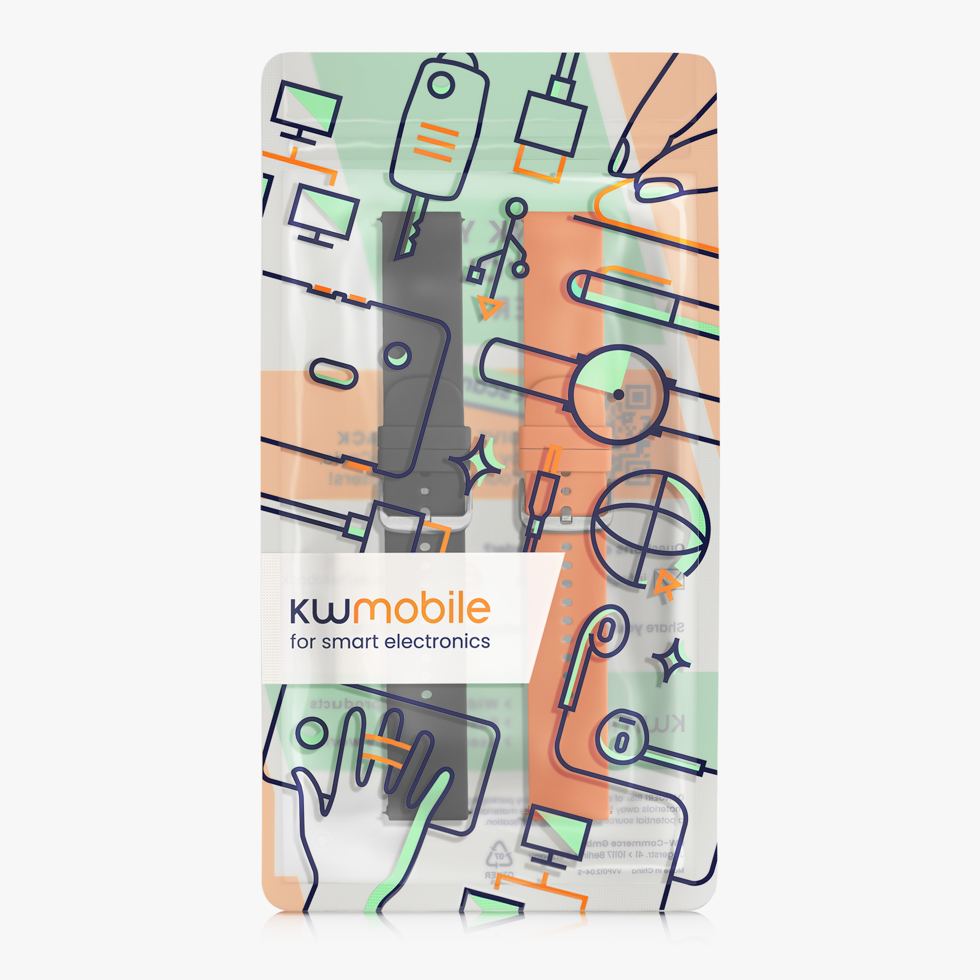 Řemínek Huami 22mm Amazfit Bip 6/Bip 5 Unity/Bip 5/GTS 3/Bal... 22mm kwmobile TPU černý/oranžový