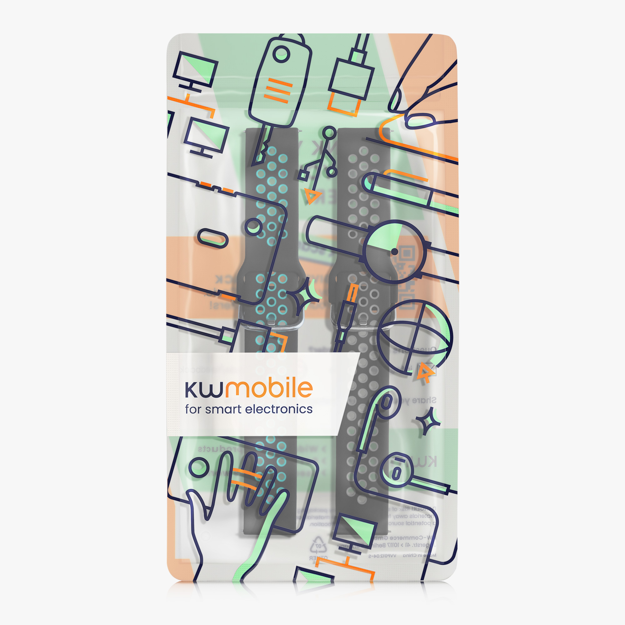 Řemínek Huami 22mm Amazfit Bip 6/Bip 5 Unity/Bip 5/GTS 3/Bal... 22mm kwmobile TPU černý/šedý/černý/modrý