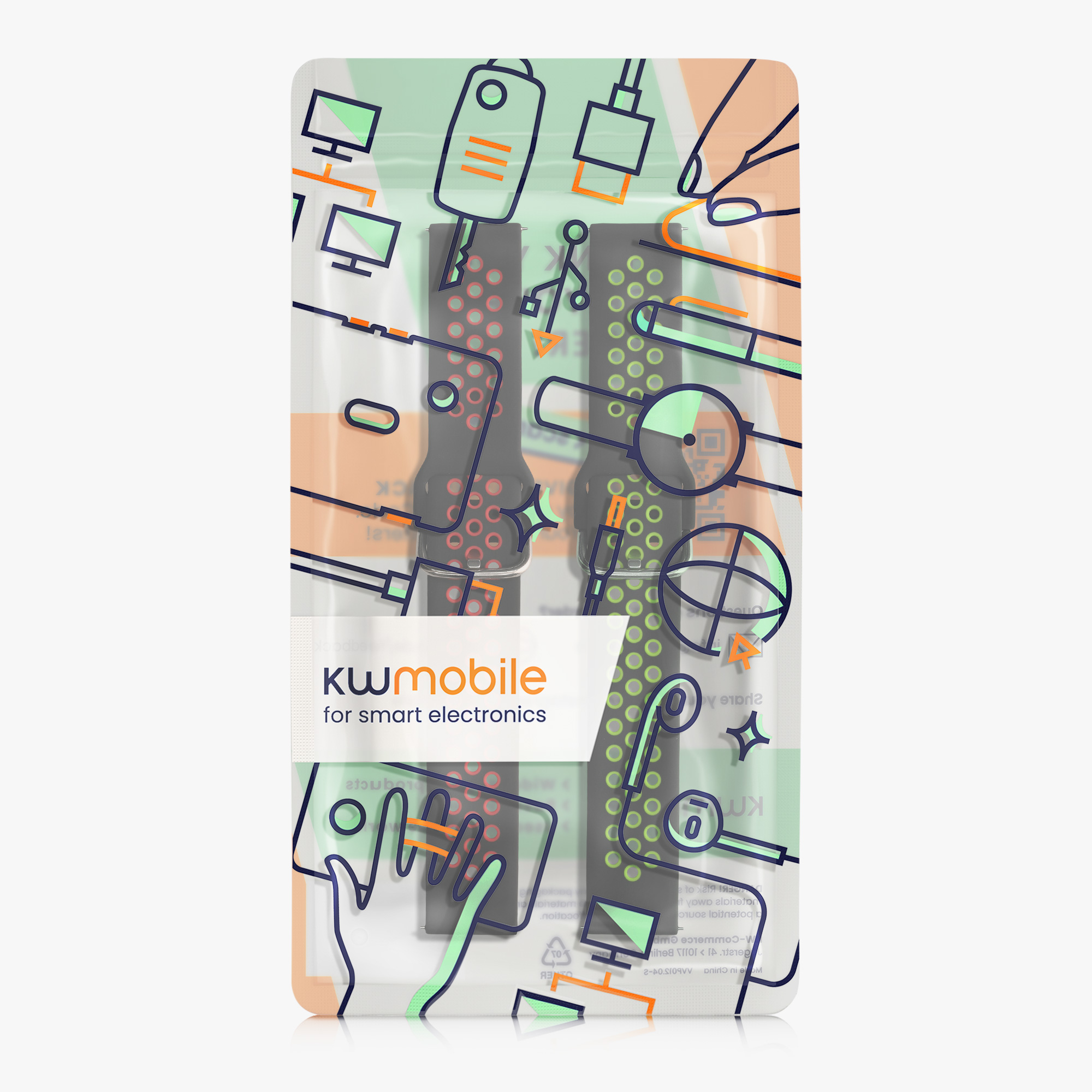 Řemínek Huami 22mm Amazfit Bip 6/Bip 5 Unity/Bip 5/GTS 3/Bal... 22mm kwmobile TPU černý/červený/černý/zelený