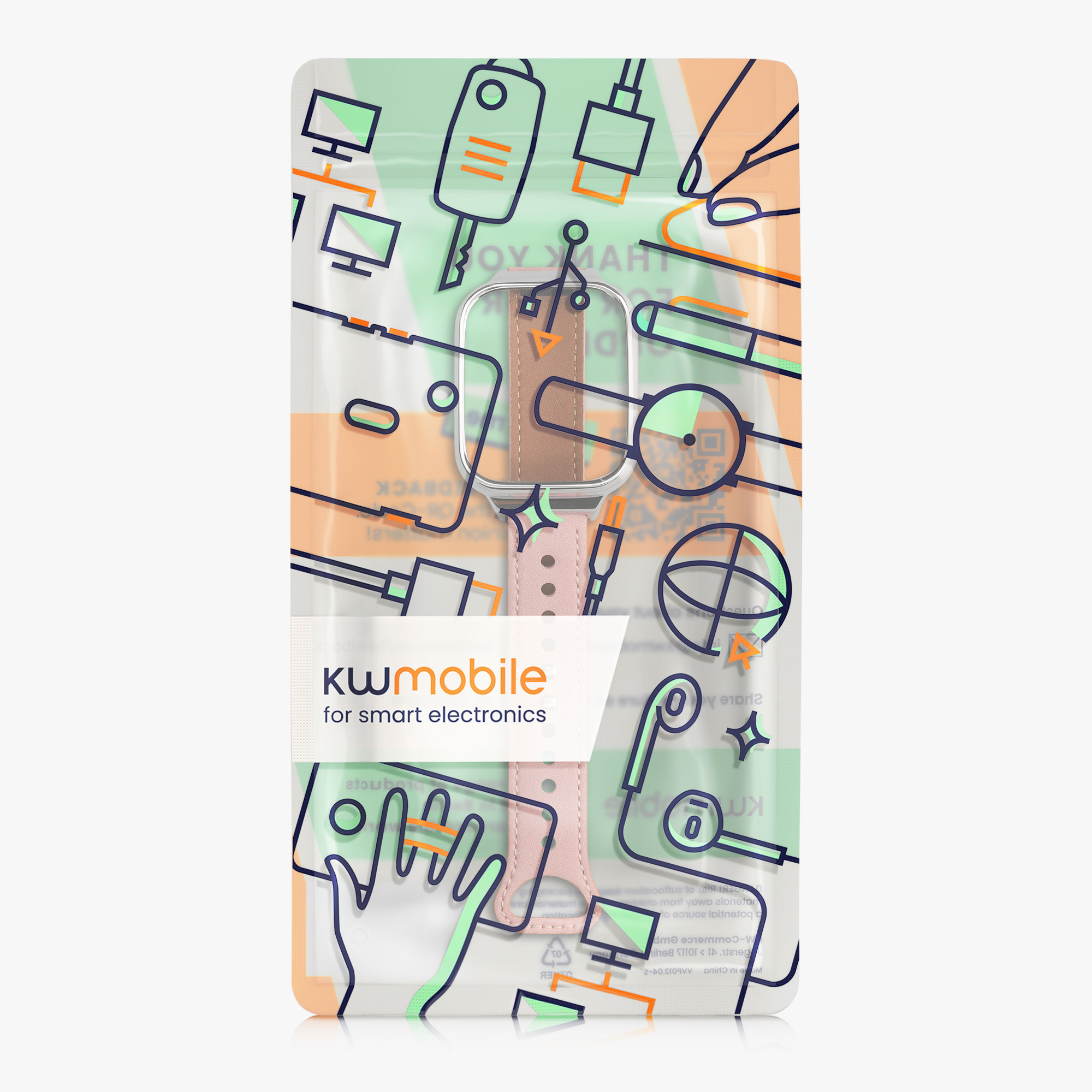 kwmobile řemínek k hodinkám Redmi Watch 3 Active / Redmi Watch 3 Lite - pudrově růžová