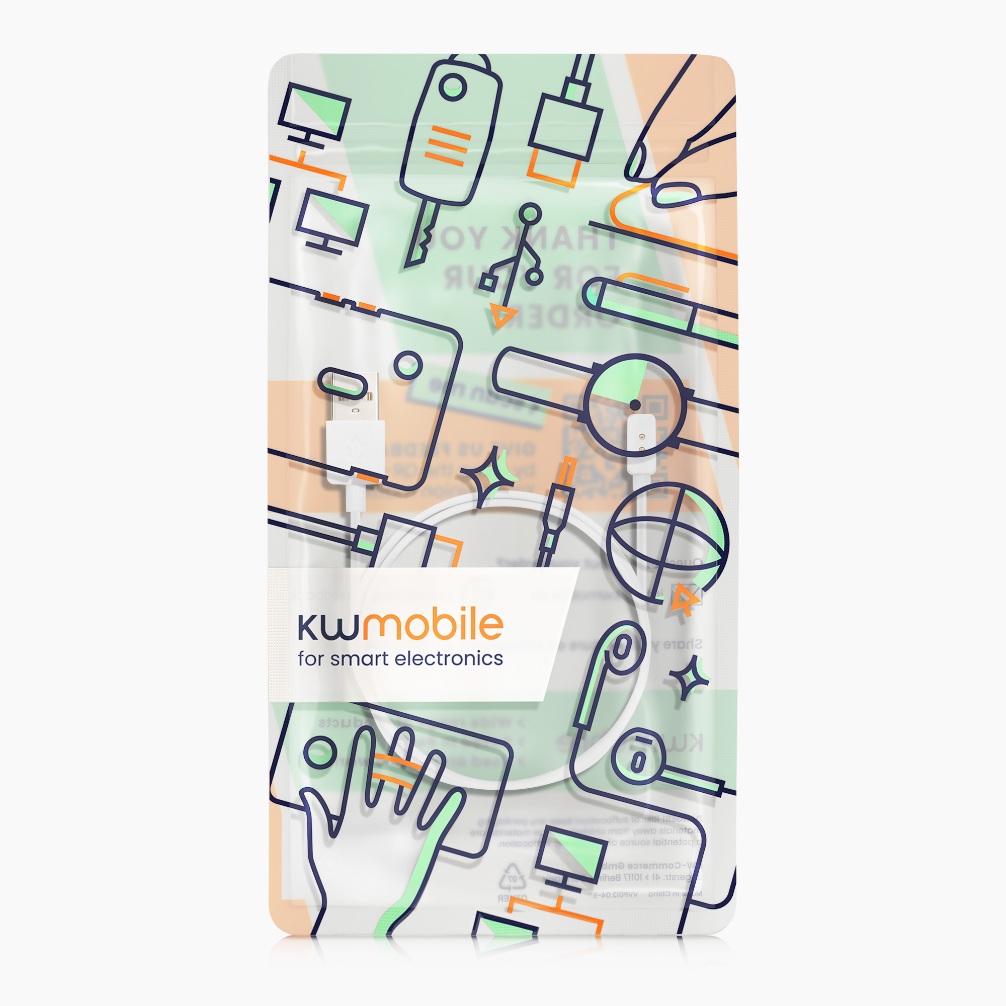 Nabíjecí kabel kwmobile Xiaomi Mi, bílá