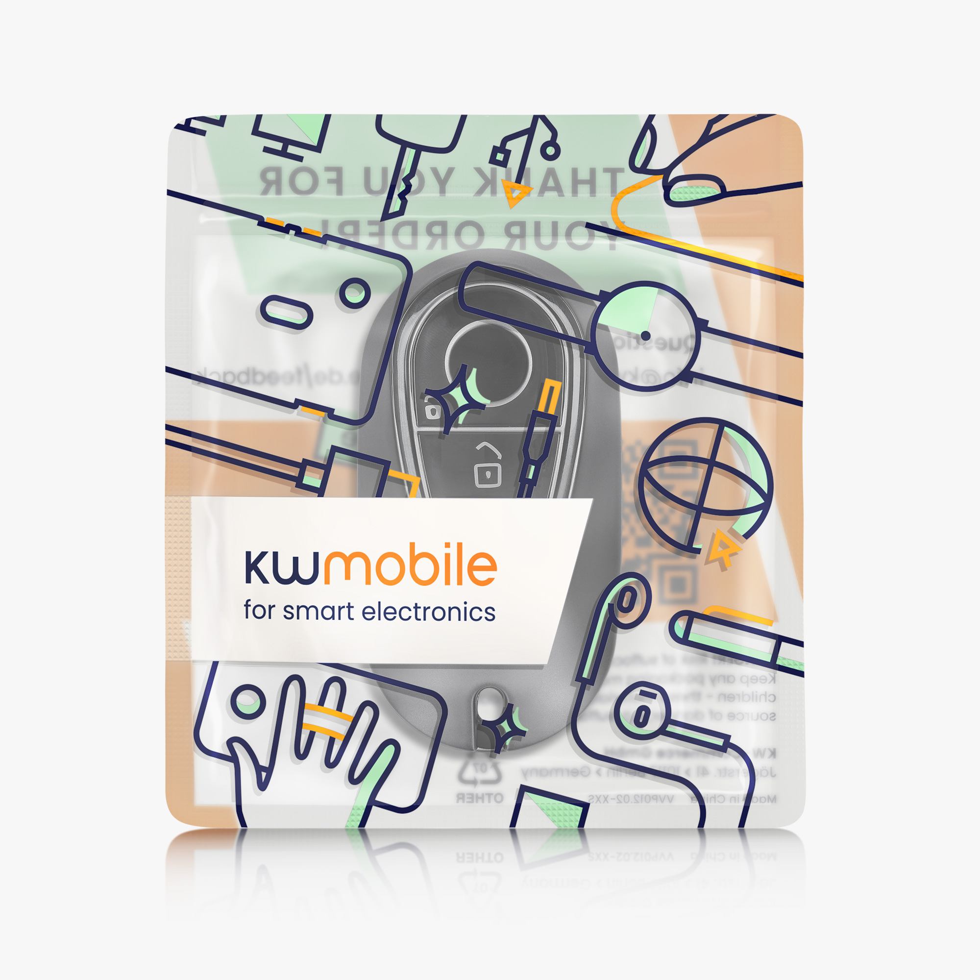 Pouzdro na klíč od auta kwmobile Mercedes-Benz 3 tlačítka Smart Key, černá matná / černá