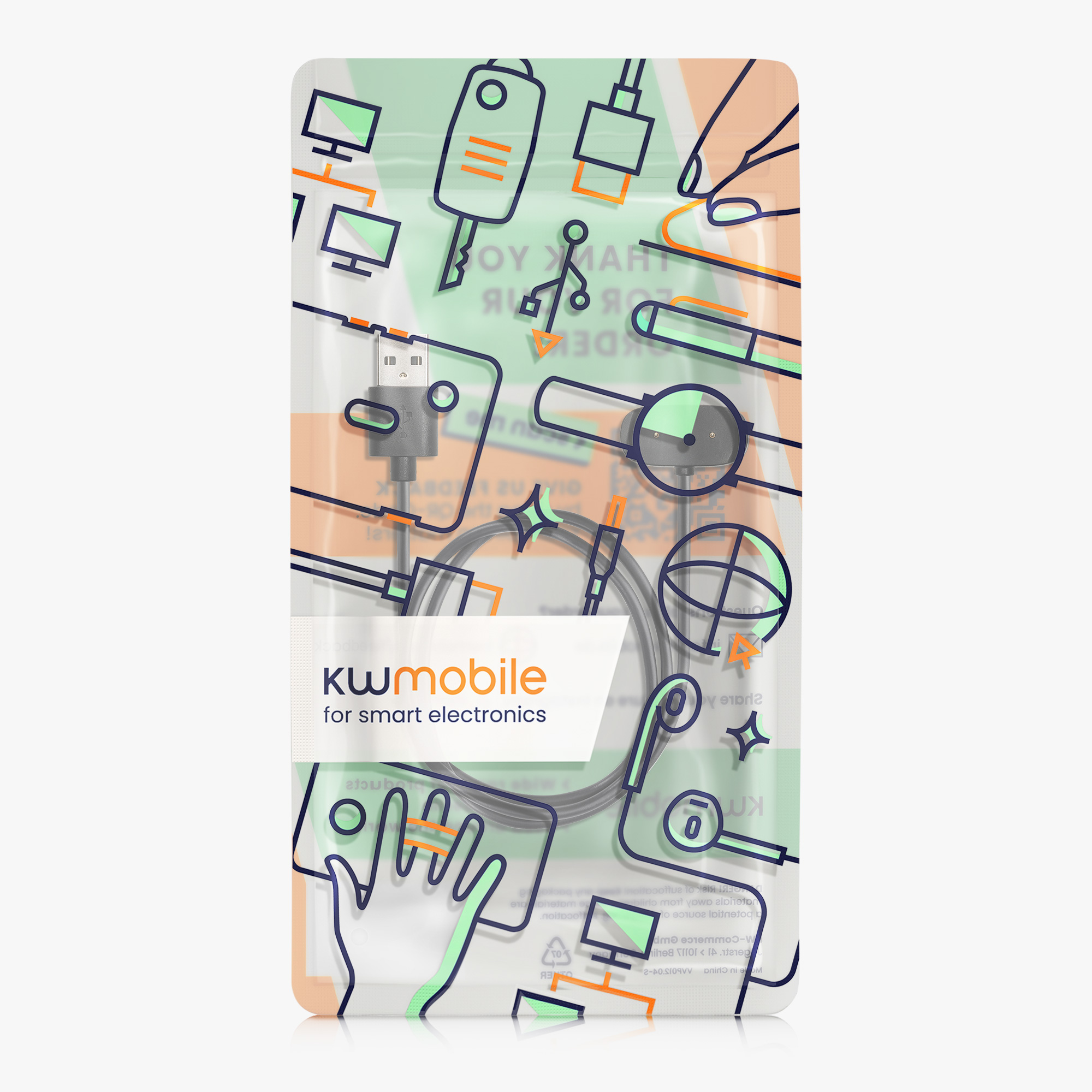 Nabíjecí kabel pro Huami Amazfit Bip 3 / 3 Pro / Bip 5 / Amazfit Active EDGE / T-Rex / Zepp E kwmobile - černá