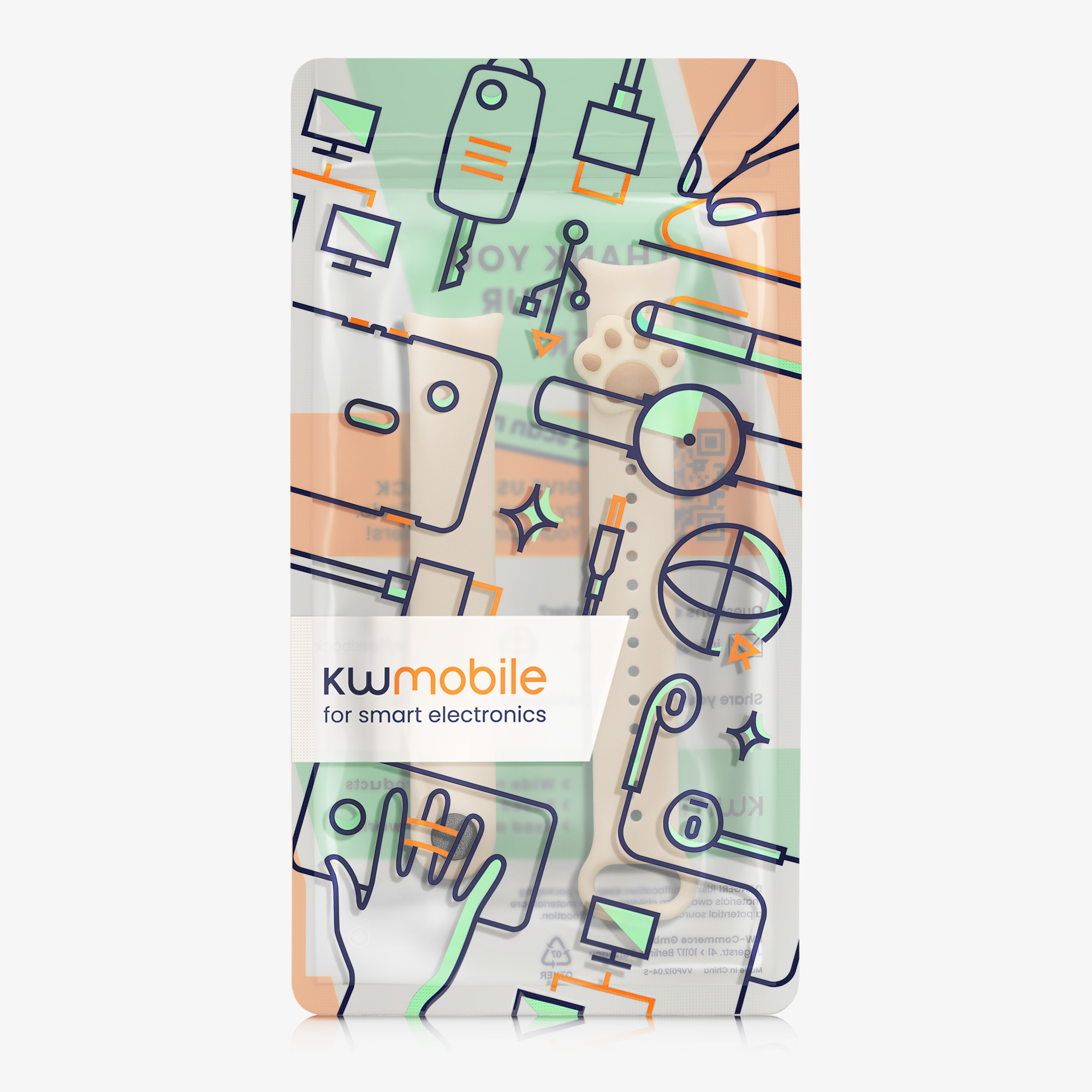 Řemínek Xiaomi Smart Band 10 / Smart Band 9 / 8 Wristband kwmobile - cat white