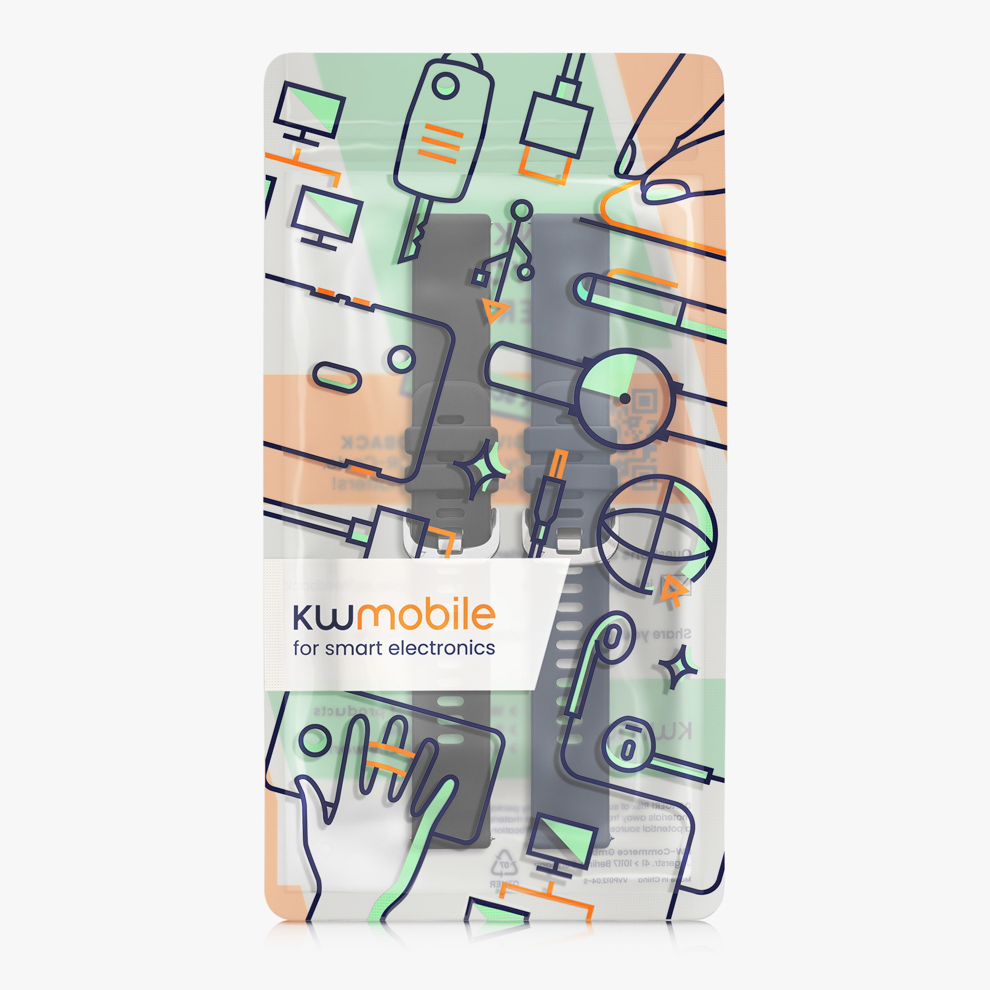 Řemínek kwmobile pro Garmin vivoactive 5 / active 5 - 2 ks, černá / tmavě modrá