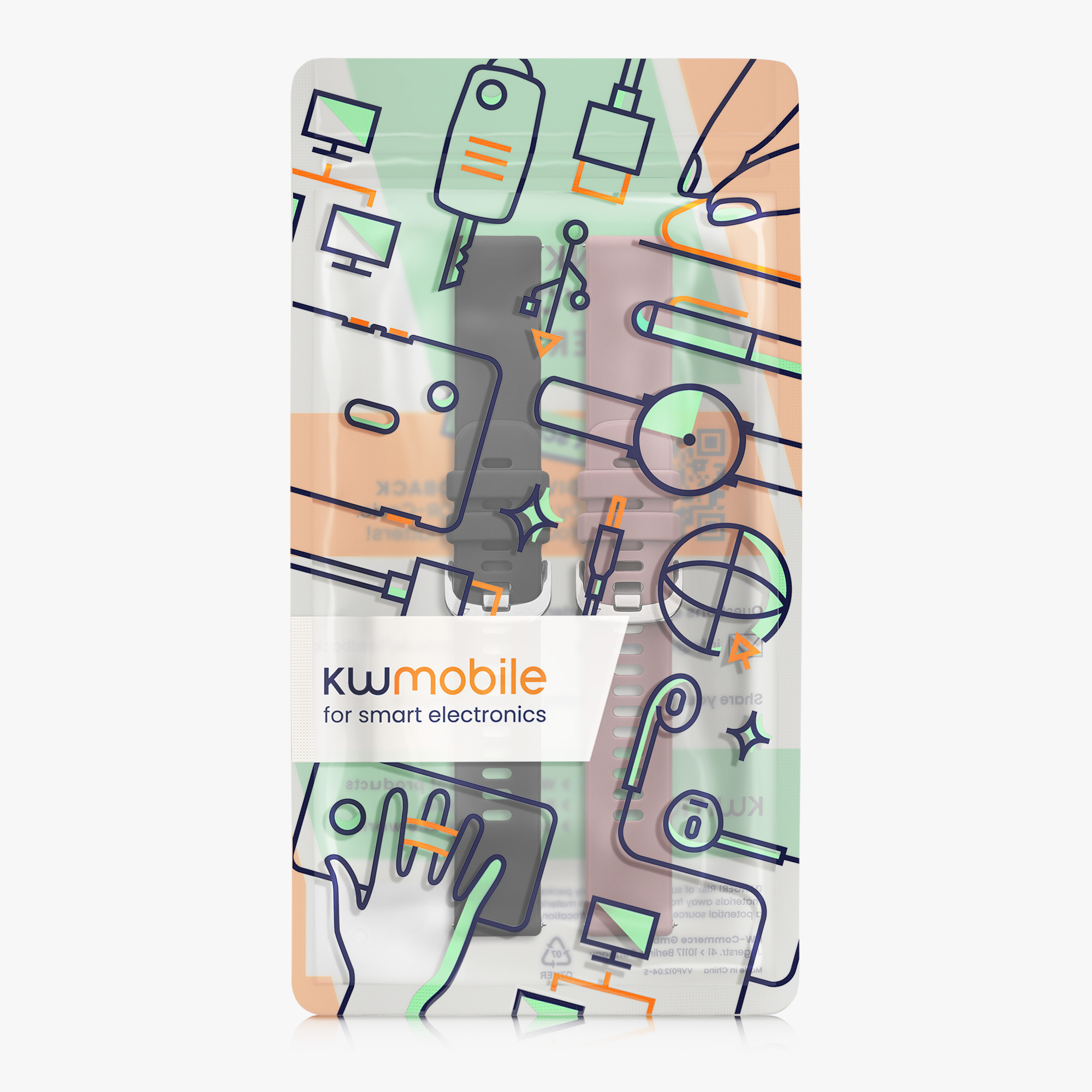 Řemínek kwmobile pro Garmin vivoactive 5 / active 5 - 2 ks, černá / levandulová