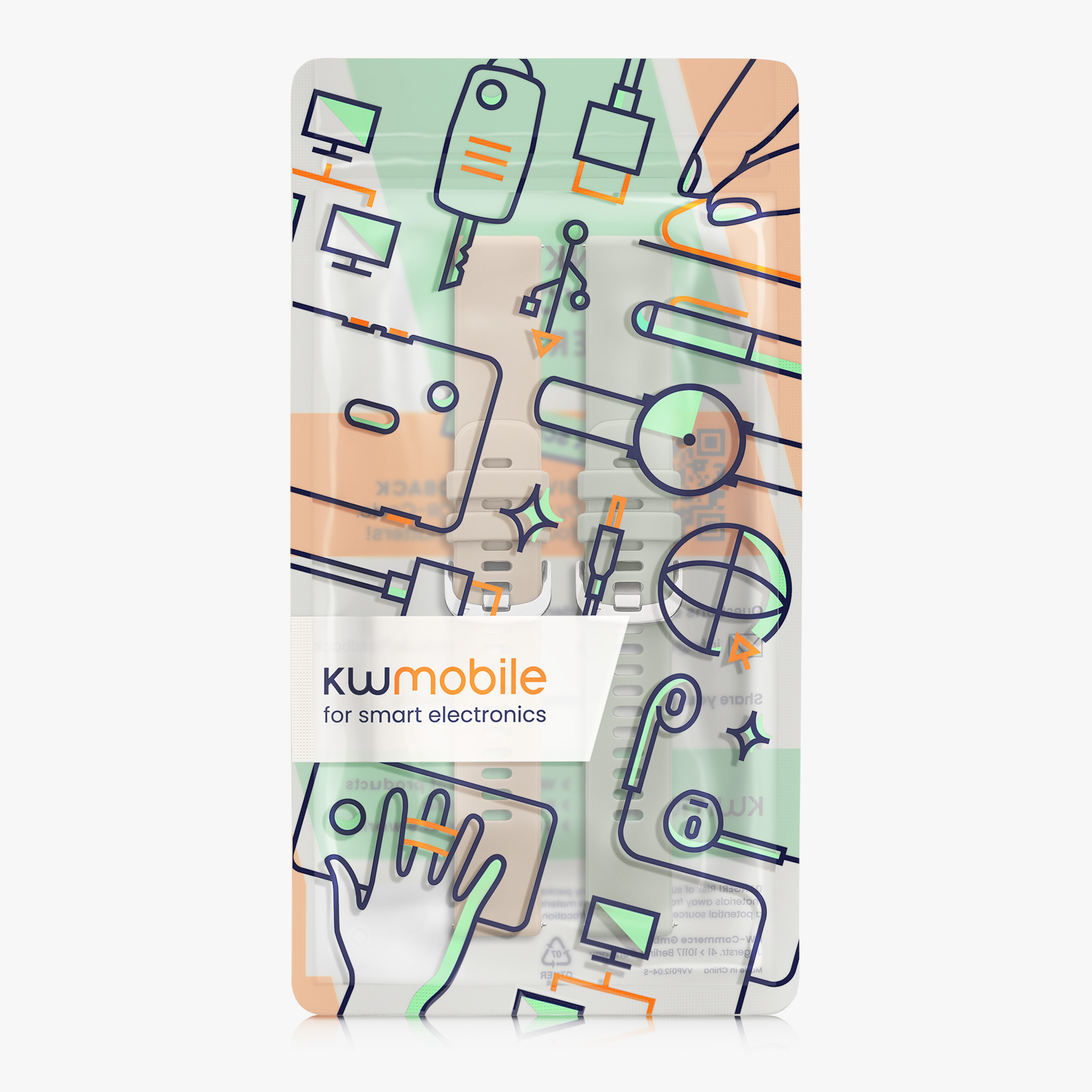 Řemínek kwmobile pro Garmin vivoactive 5 / active 5 - 2 ks, pastelově zelená / krémová
