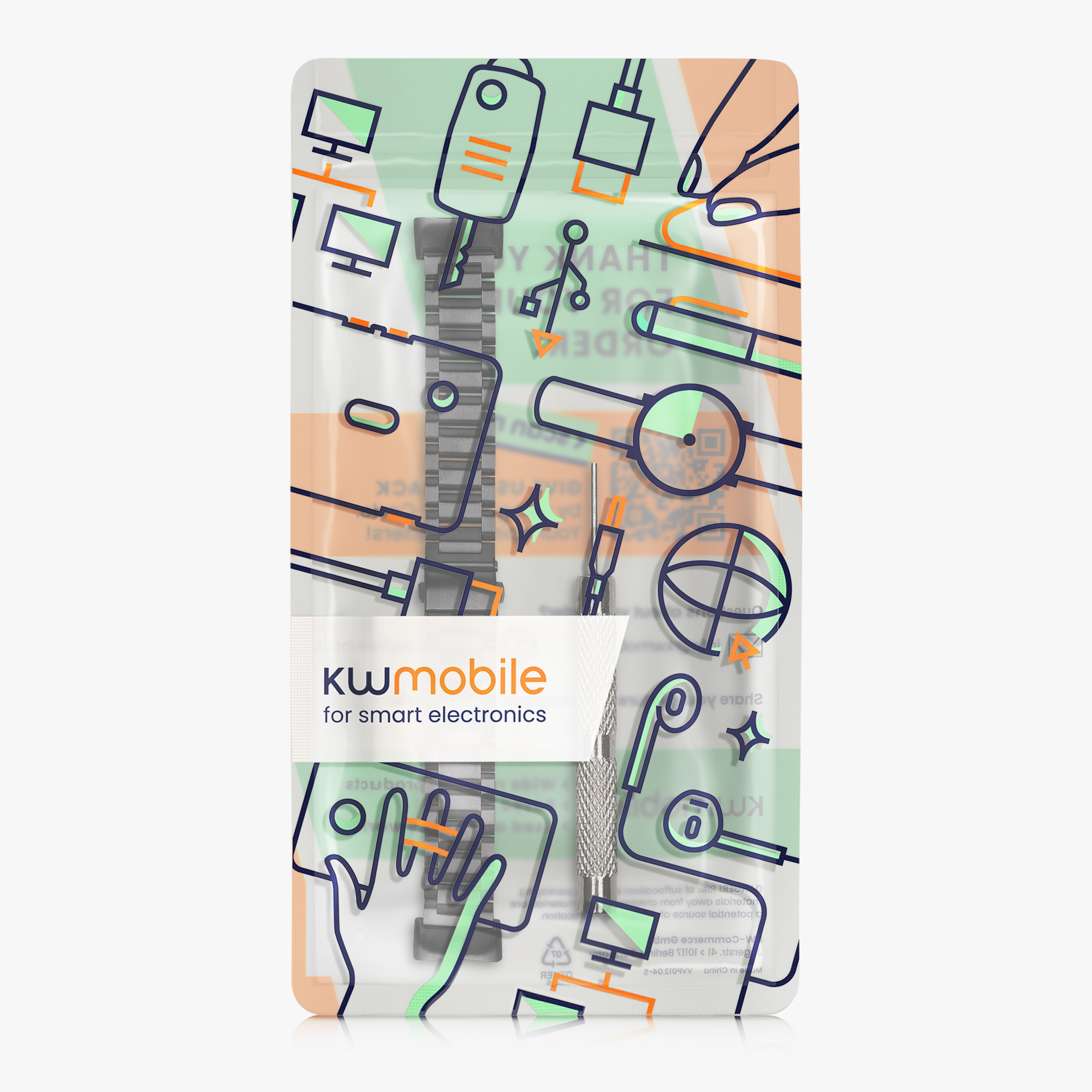 Řemínek Xiaomi Smart Band 8 Active / Redmi Band 2 kwmobile - metalická černá