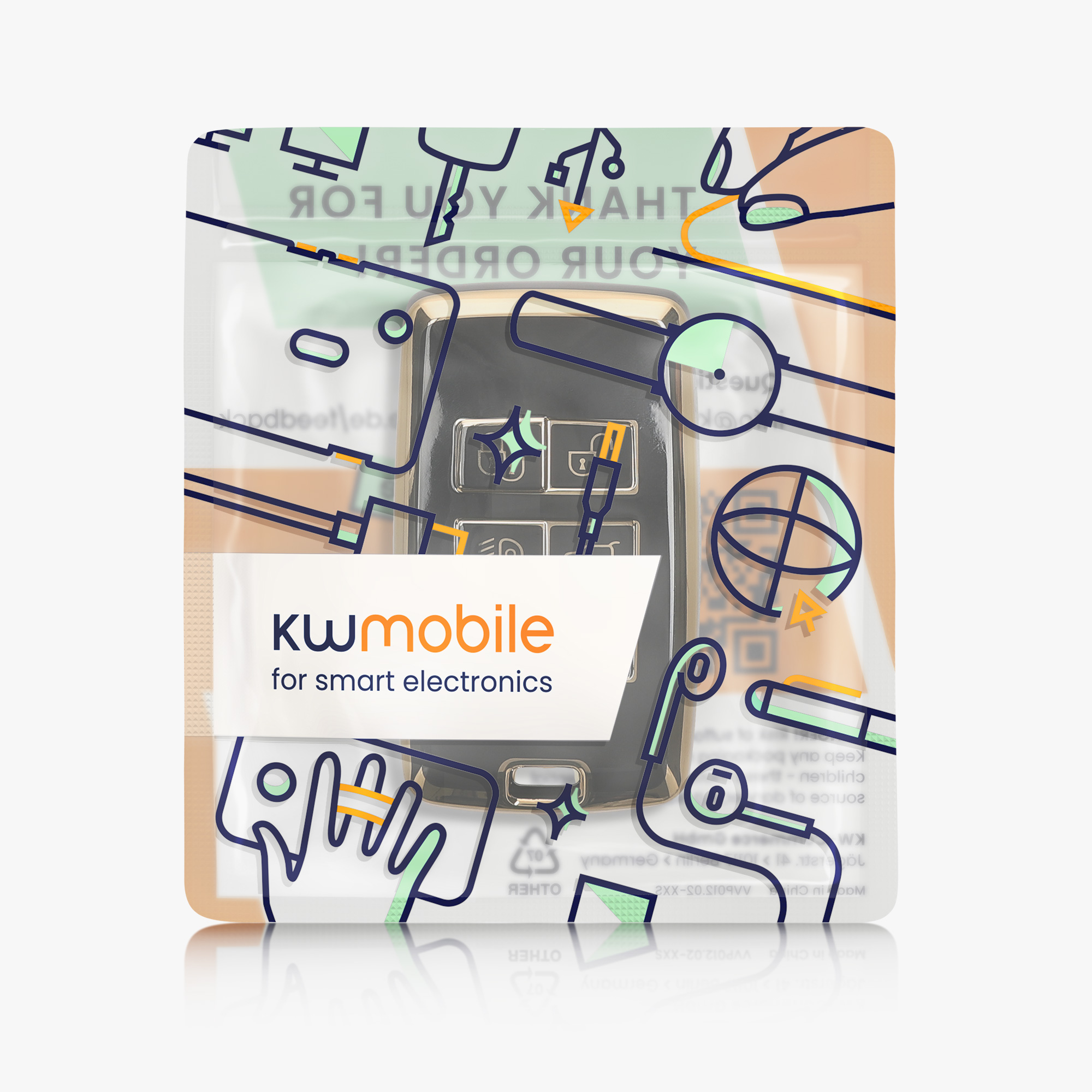 Pouzdro na klíč od auta kwmobile - černá / zlatá
