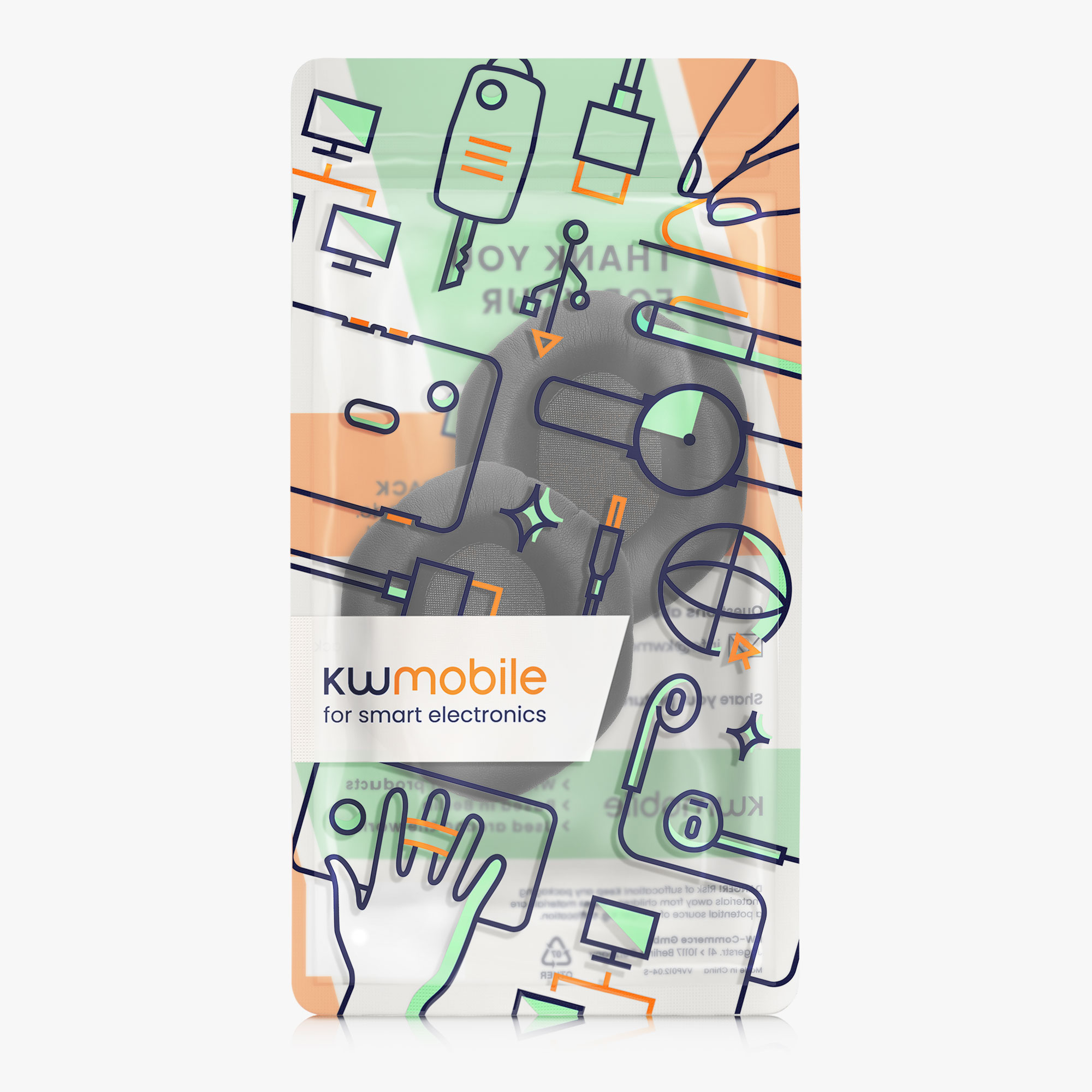 Náhradní náušníky sluchátka kwmobile 2 ks černý