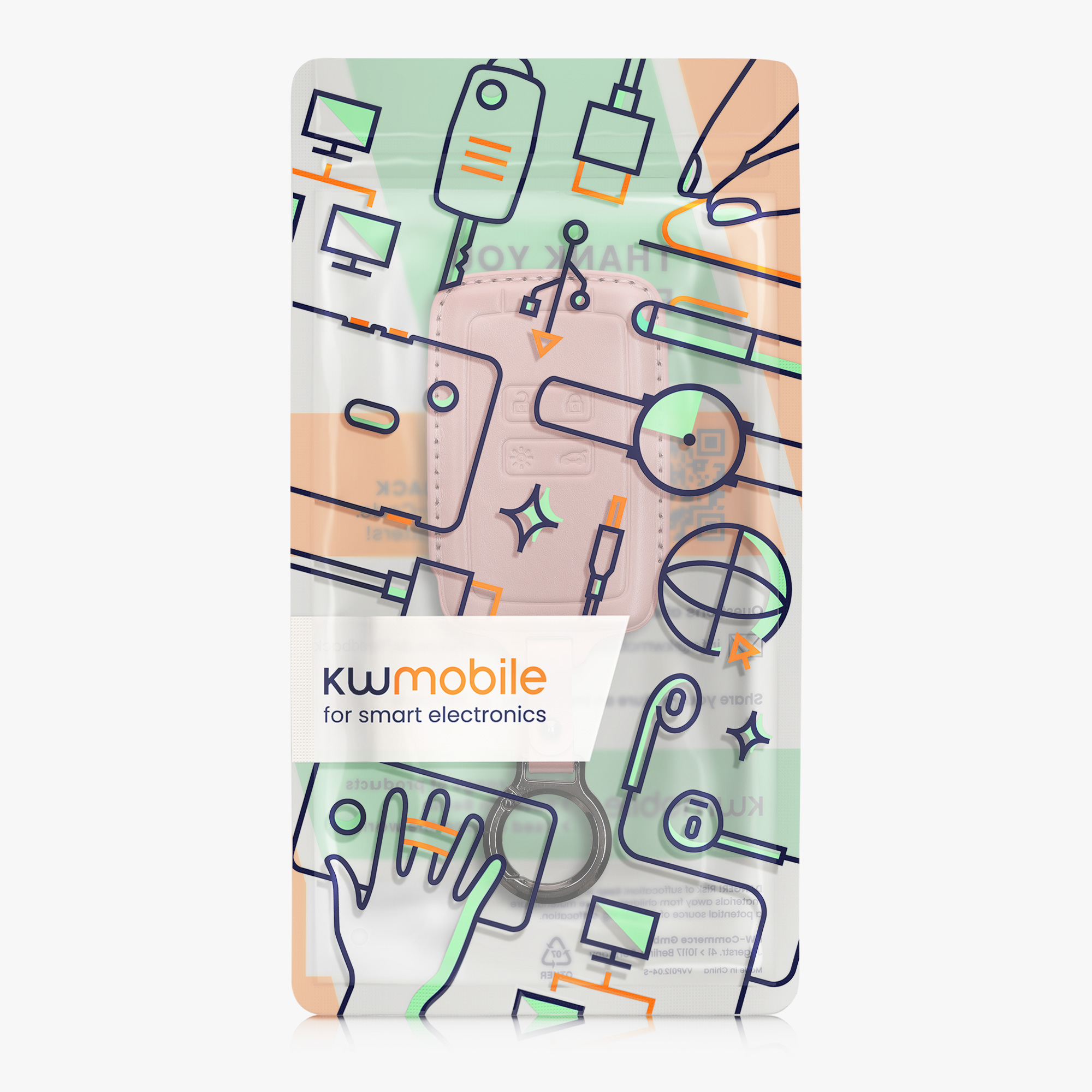 kwmobile pouzdro na klíč Renault 4 - pudrově růžová