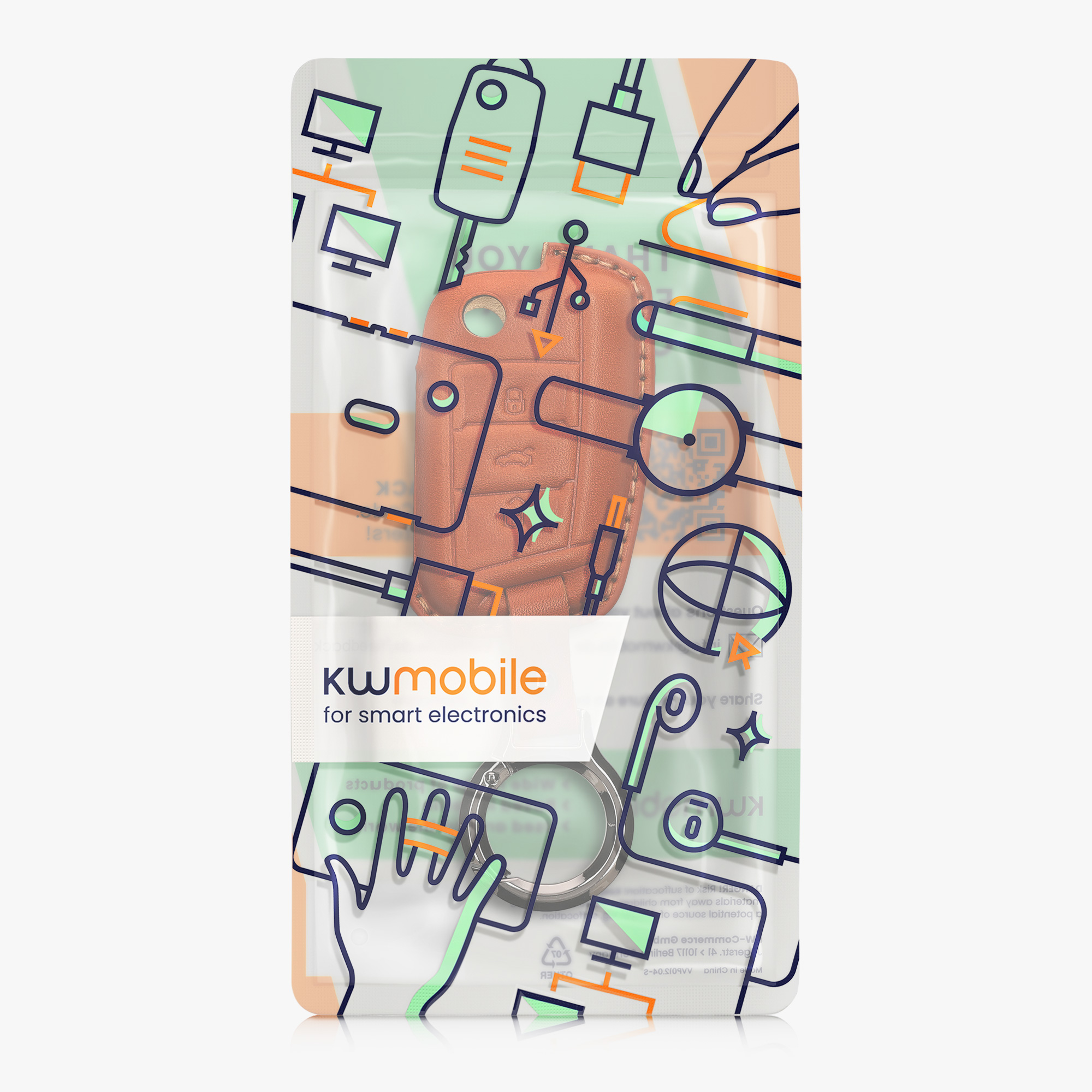 Pouzdro na klíč kwmobile pro VW Golf 7 MK7 3tlačítkový klíč - hnědá