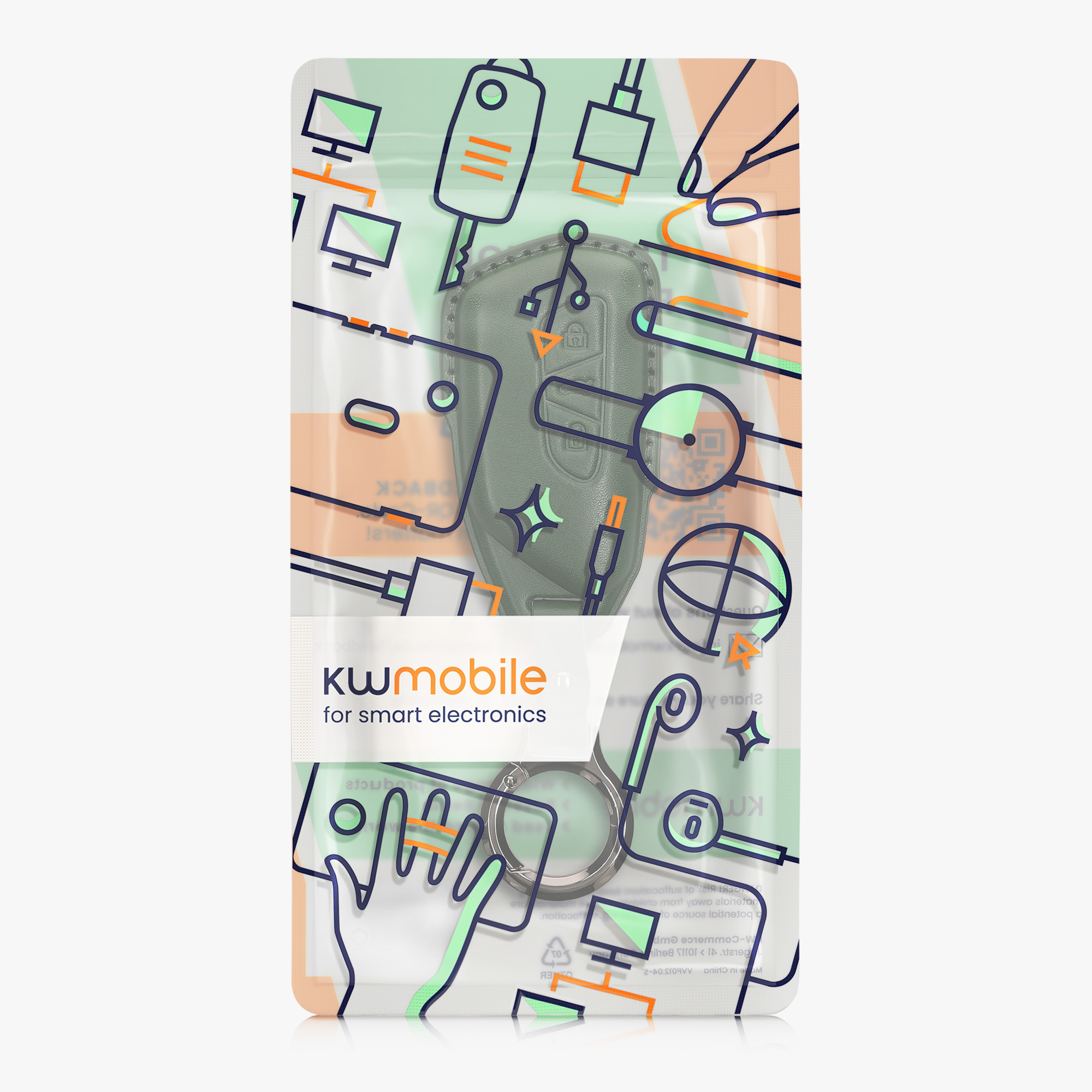 Pouzdro na klíč od auta kwmobile pro VW Golf 8, ID.3/ID.4/ID.5/ID.7, Seat/Škoda/Cupra - tmavě zelená