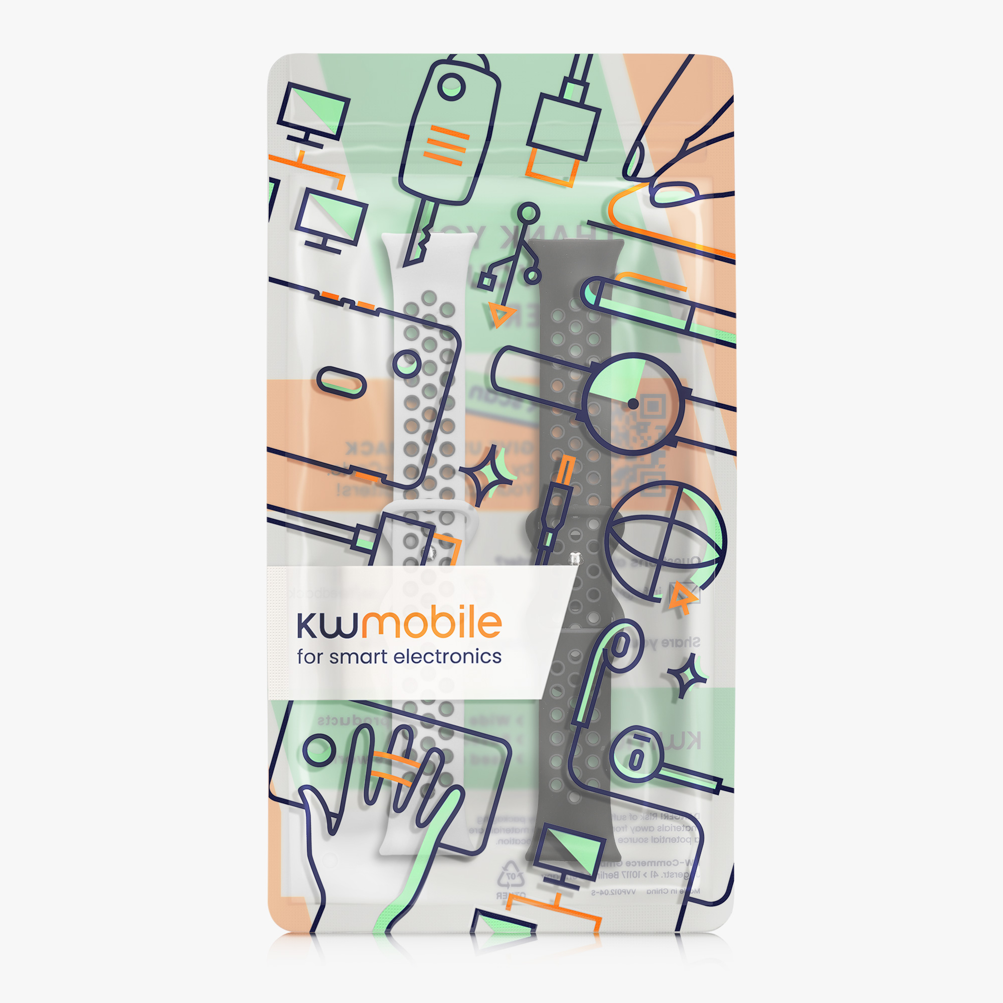 kwmobile řemínek k hodinkám Redmi Watch 4 - černá / šedá / bílá / černá