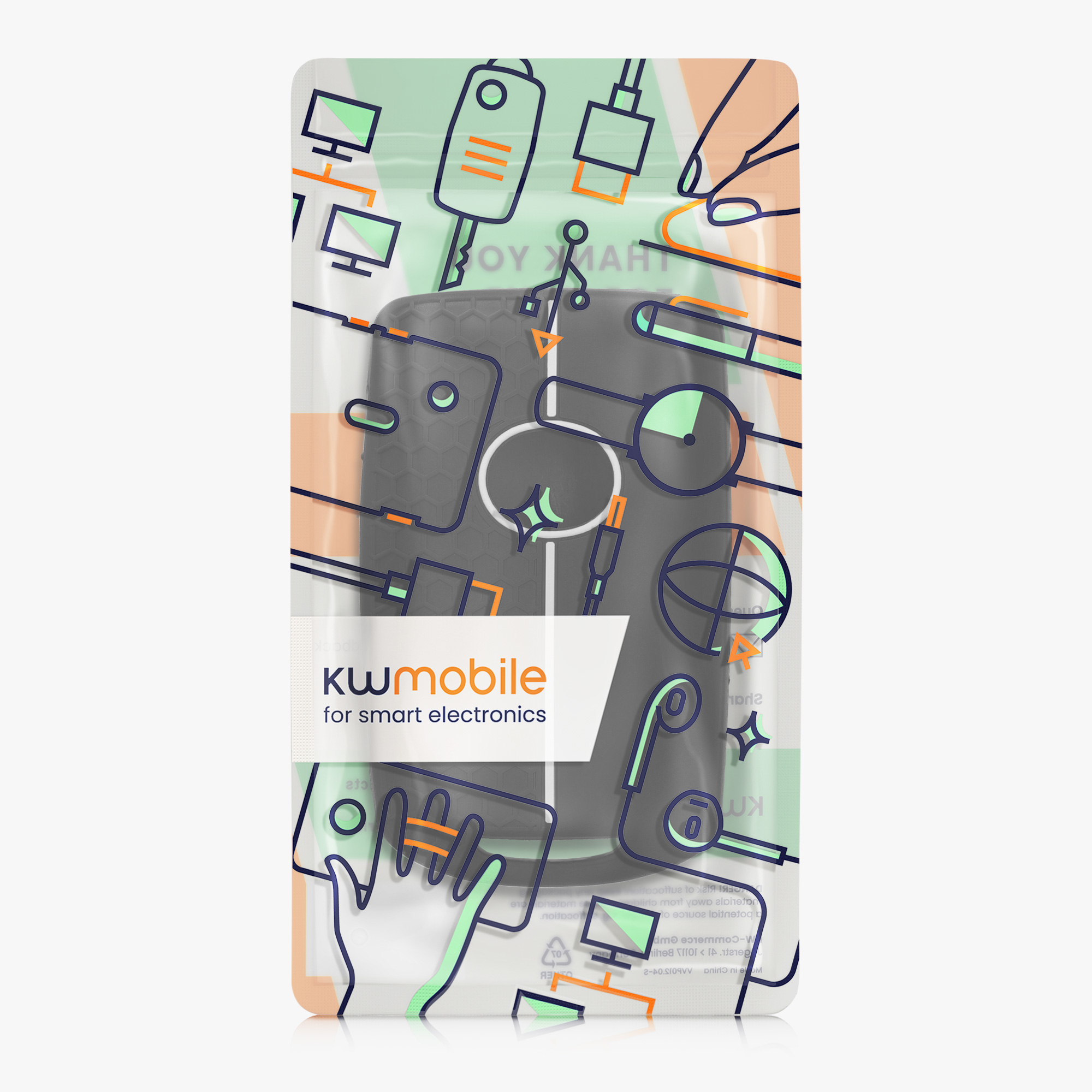 Pouzdro na klíč od auta Mazda - kwmobile - černá/bílá