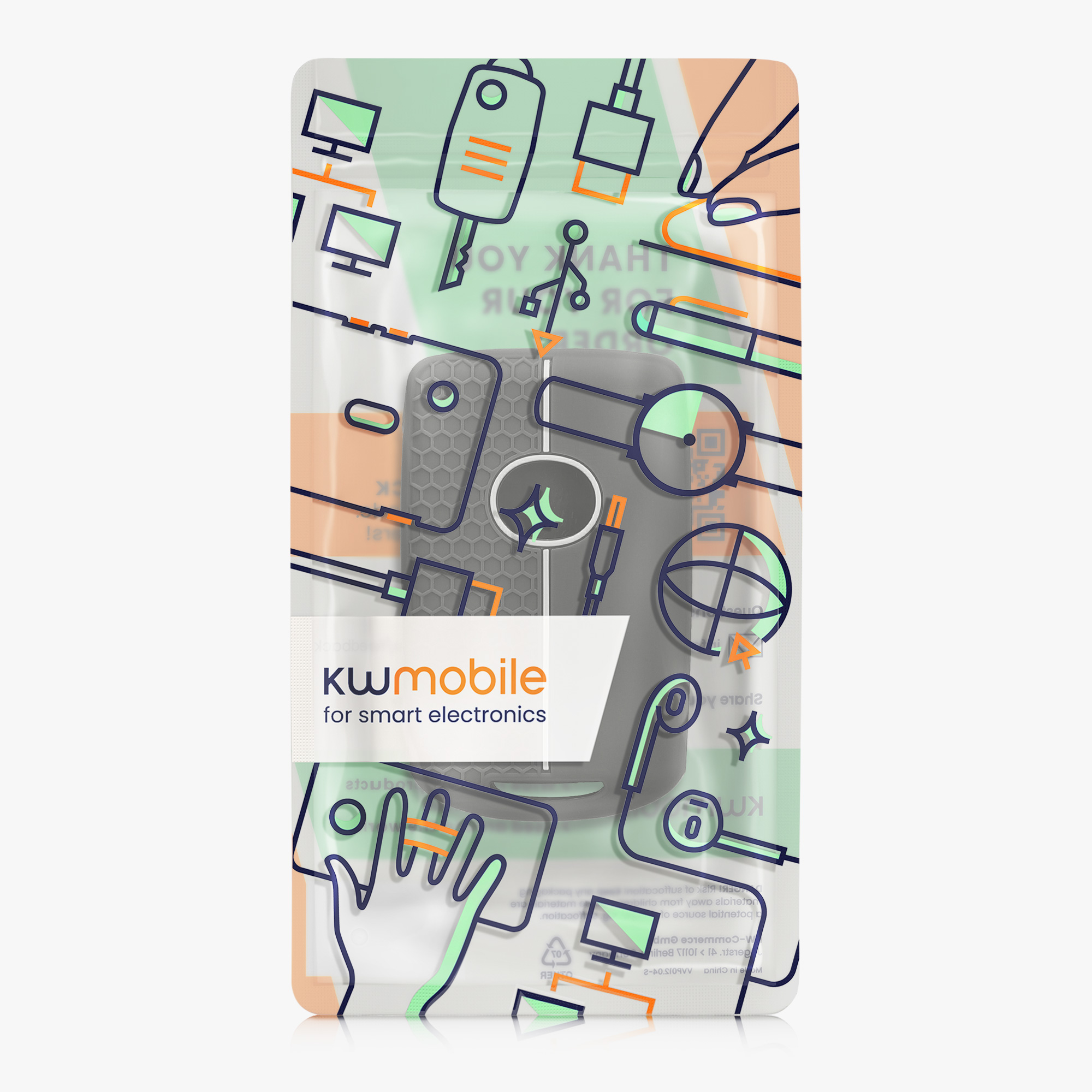 Pouzdro na klíč od auta Mazda - kwmobile - bílá/šedá