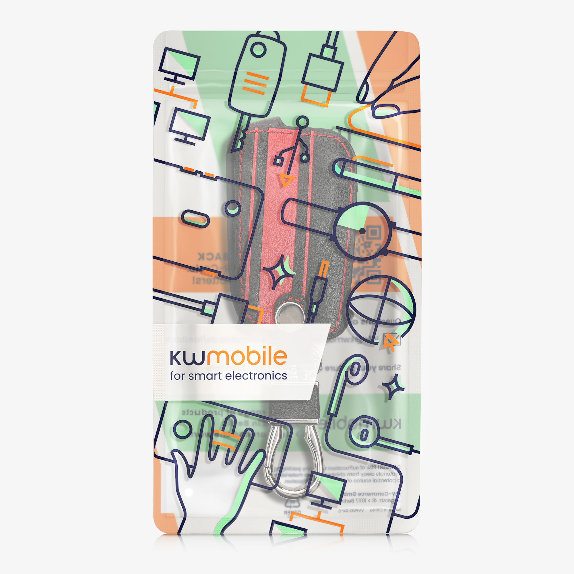 Pouzdro na klíč kwmobile pro VW Golf 7 MK7 3tlačítkový klíč - červená / černá