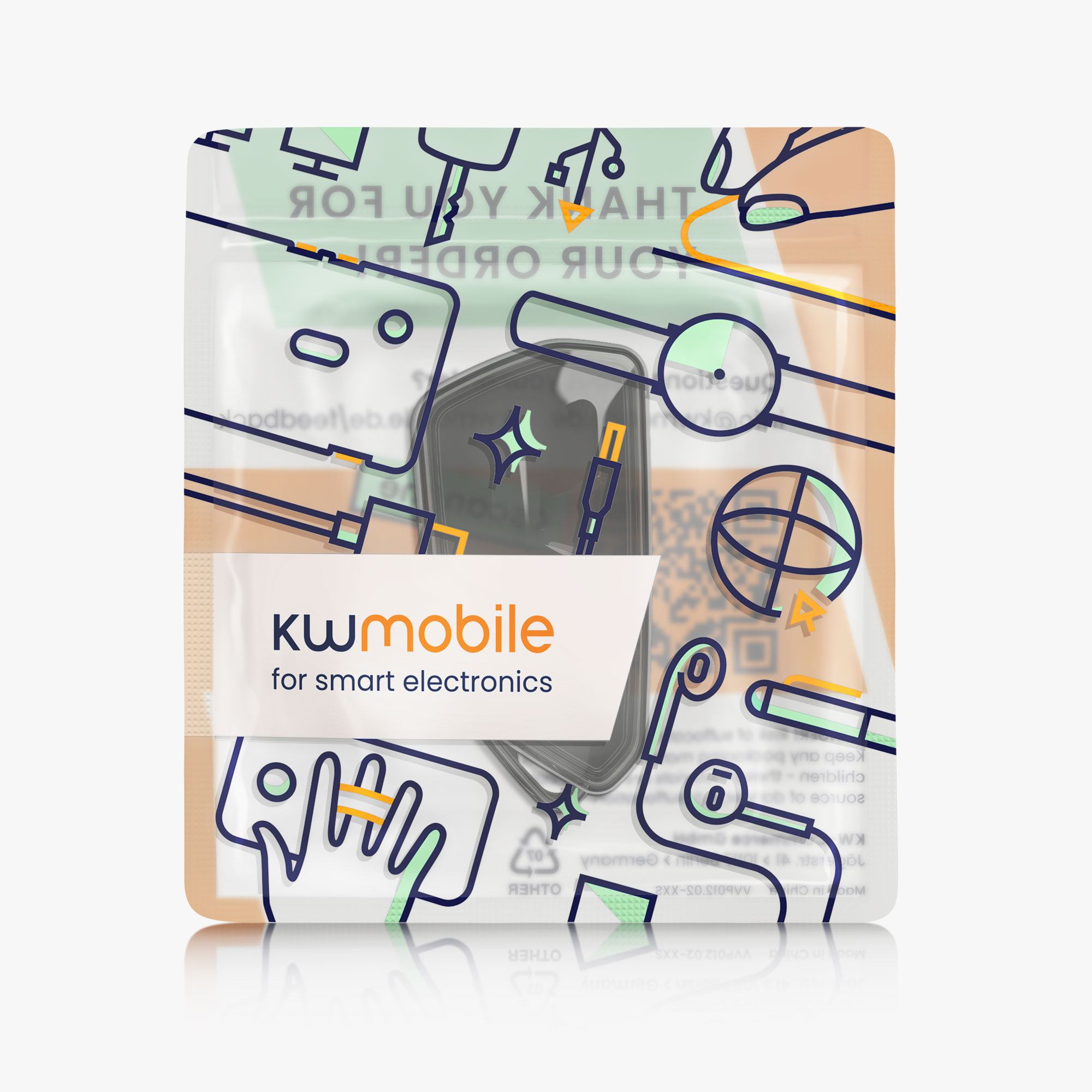 Pouzdro na klíč od auta kwmobile pro VW Golf 8, ID.3/ID.4/ID.5/ID.7, Seat/Škoda/Cupra - černá / transparentní
