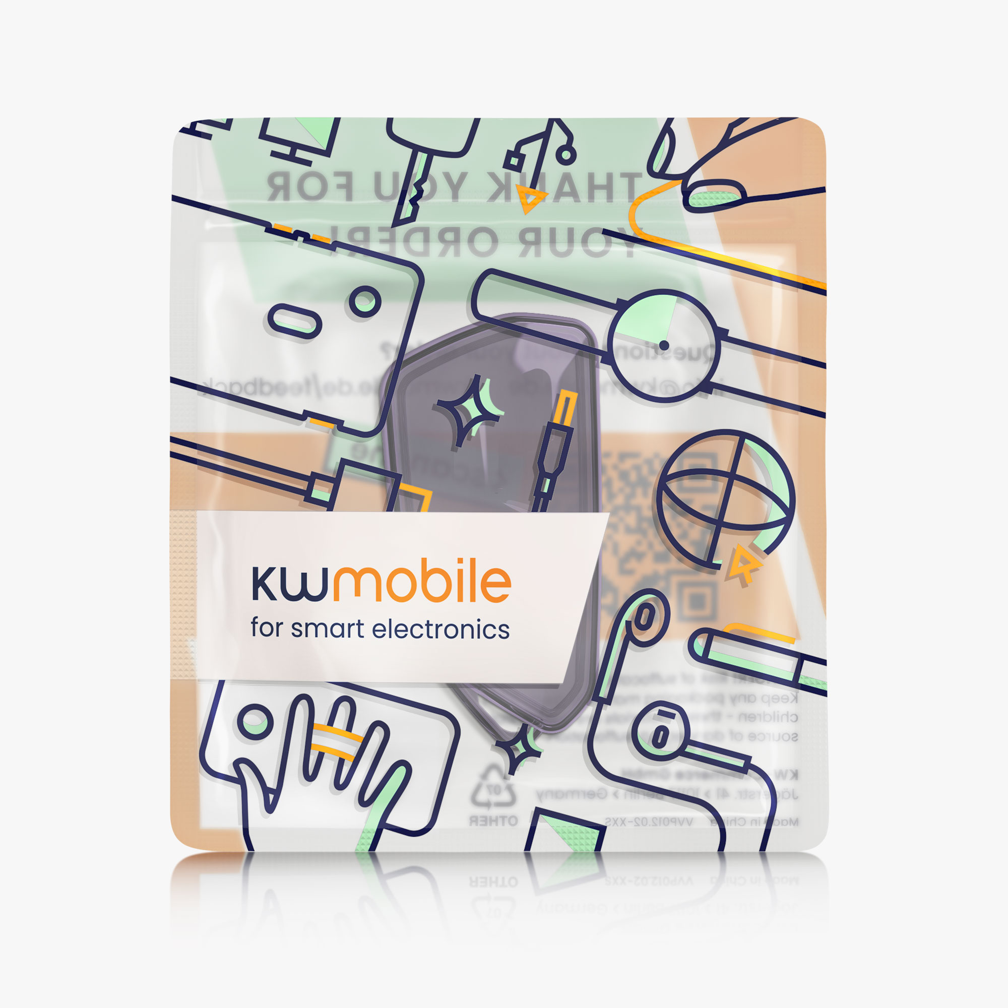 Pouzdro na klíč od auta kwmobile pro VW Golf 8, ID.3/ID.4/ID.5/ID.7, Seat/Škoda/Cupra - fialová / transparentní