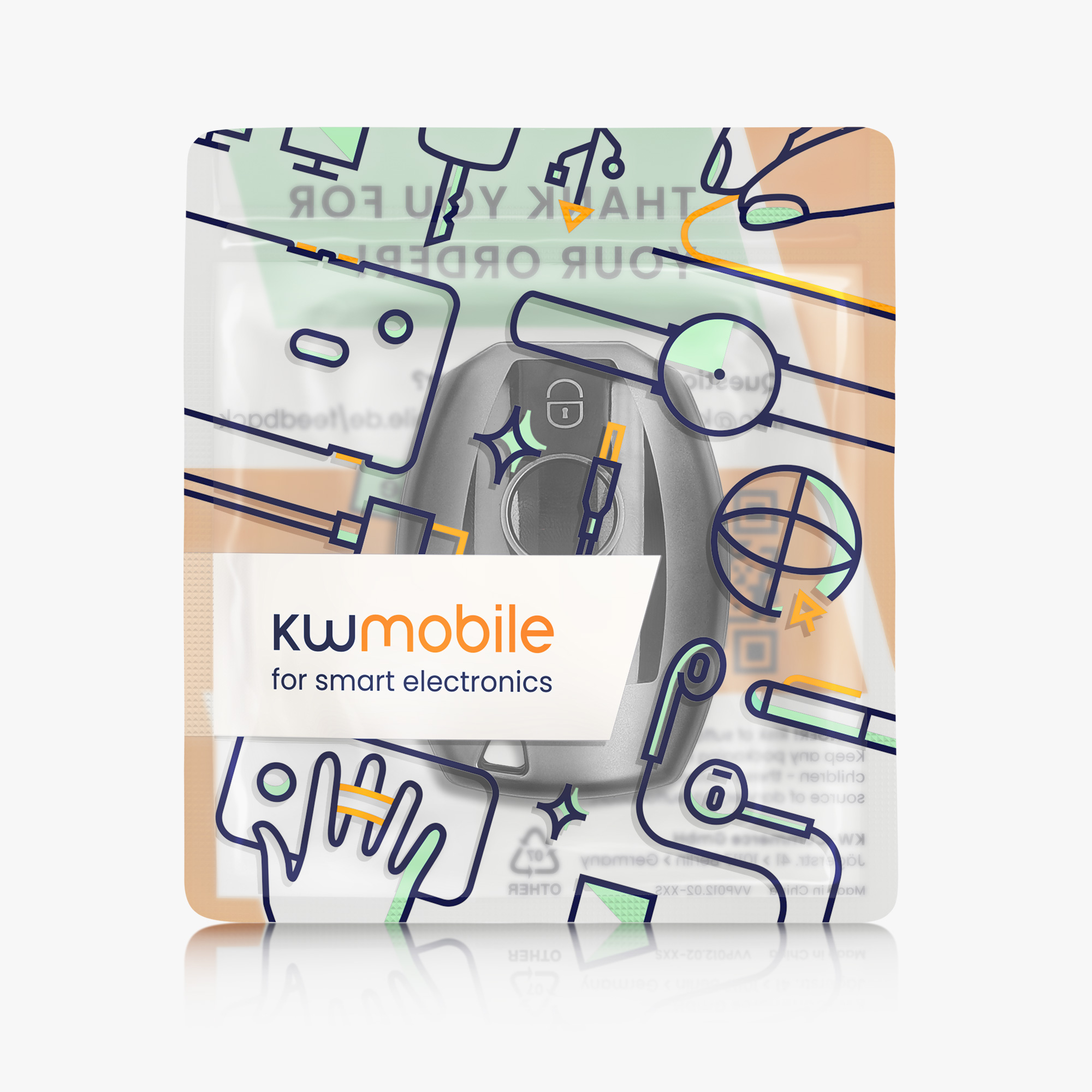 Pouzdro na klíč od auta kwmobile Mercedes-Benz 3 tlačítka Smart Key, černá matná / černá
