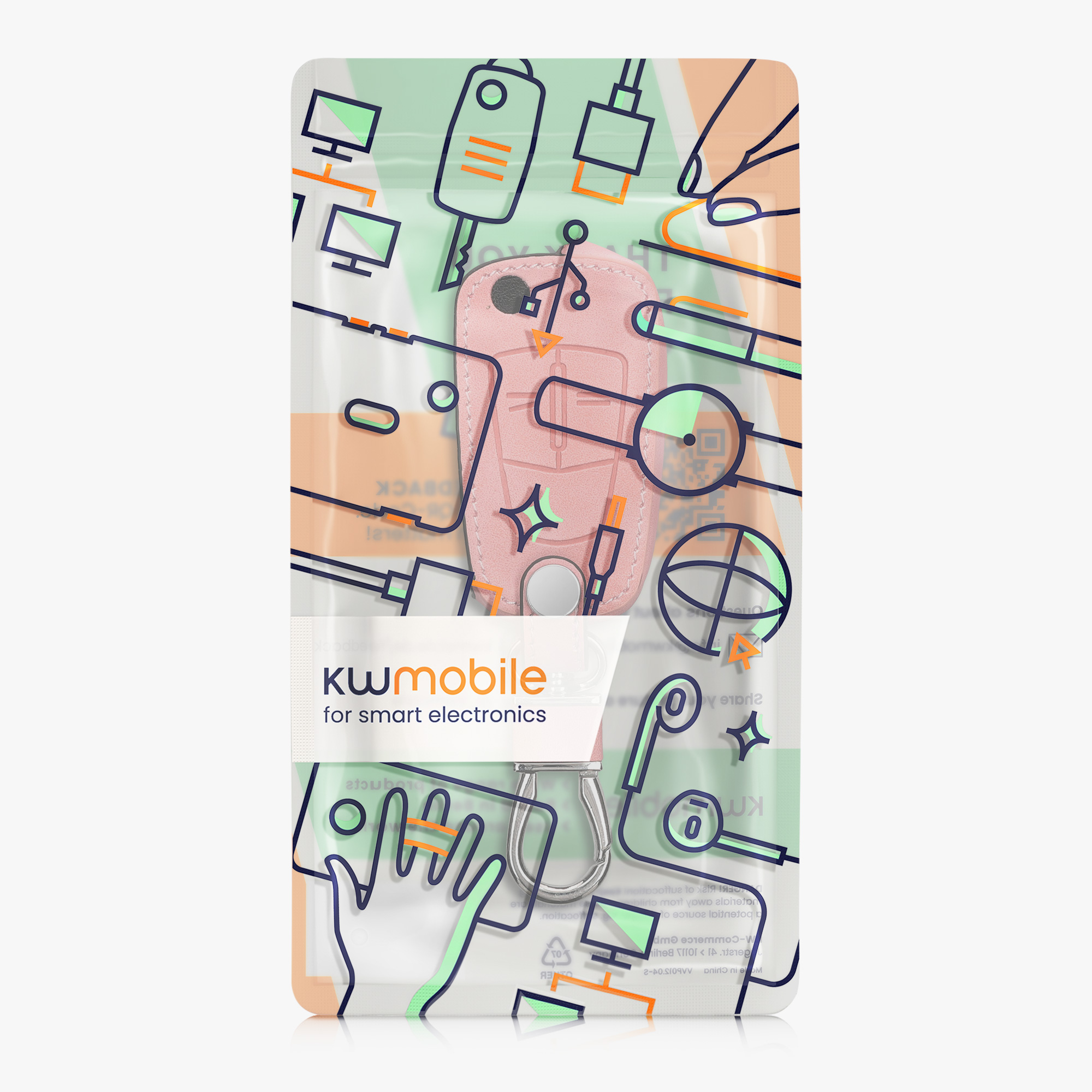Pouzdro na klíč od auta kwmobile pro Vauxhall (Opel) 2 Button Car Flip Key, pudrově růžová