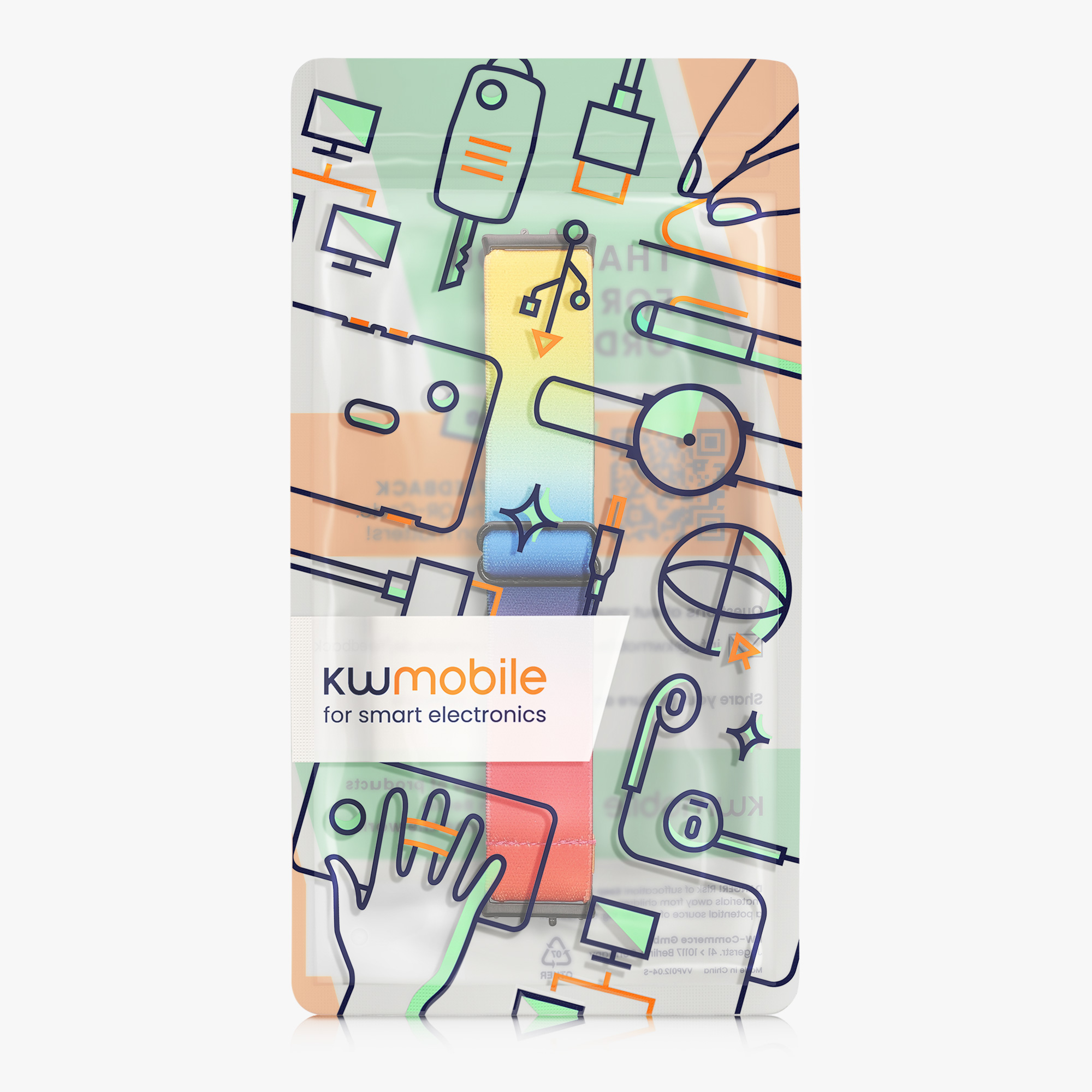 Nylonový řemínek na chytré hodinky Samsung Galaxy Fit 3 kwmobile modro-oranžovo-žlutý