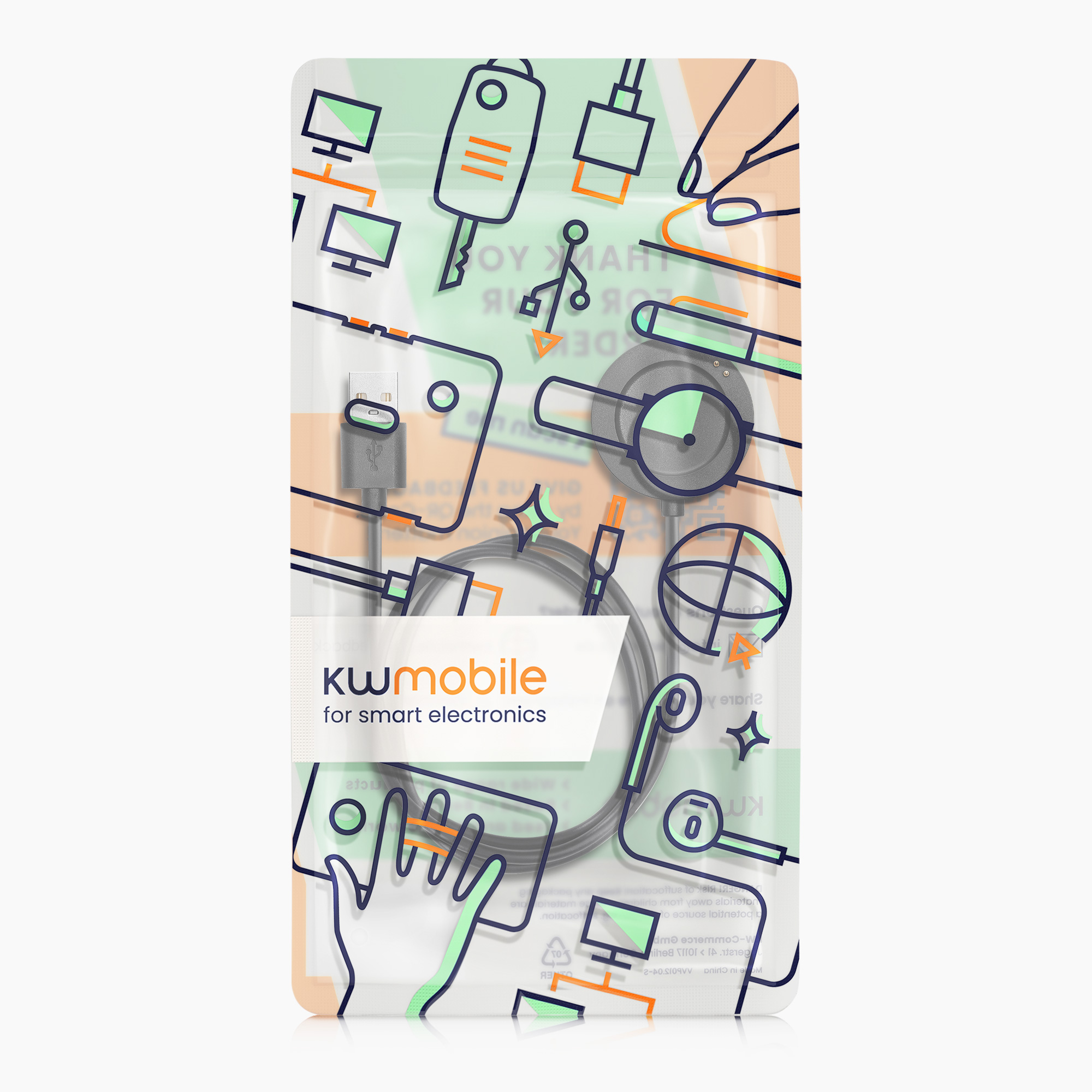 Nabíjecí kabel kwmobile pro Xiaomi Watch S3 / Watch S2 / Watch 2 Pro / Watch H1, černá