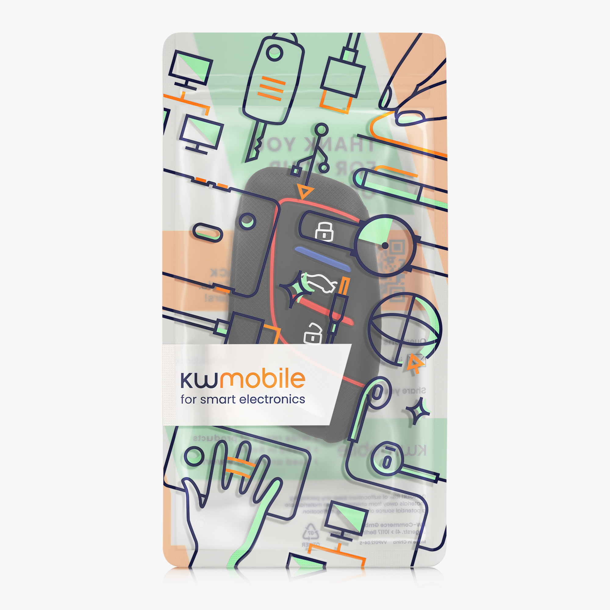 Pouzdro na klíč od auta kwmobile MG 3 tlačítka ZS/MG4/MG5/MG6, černá / červená / modrá