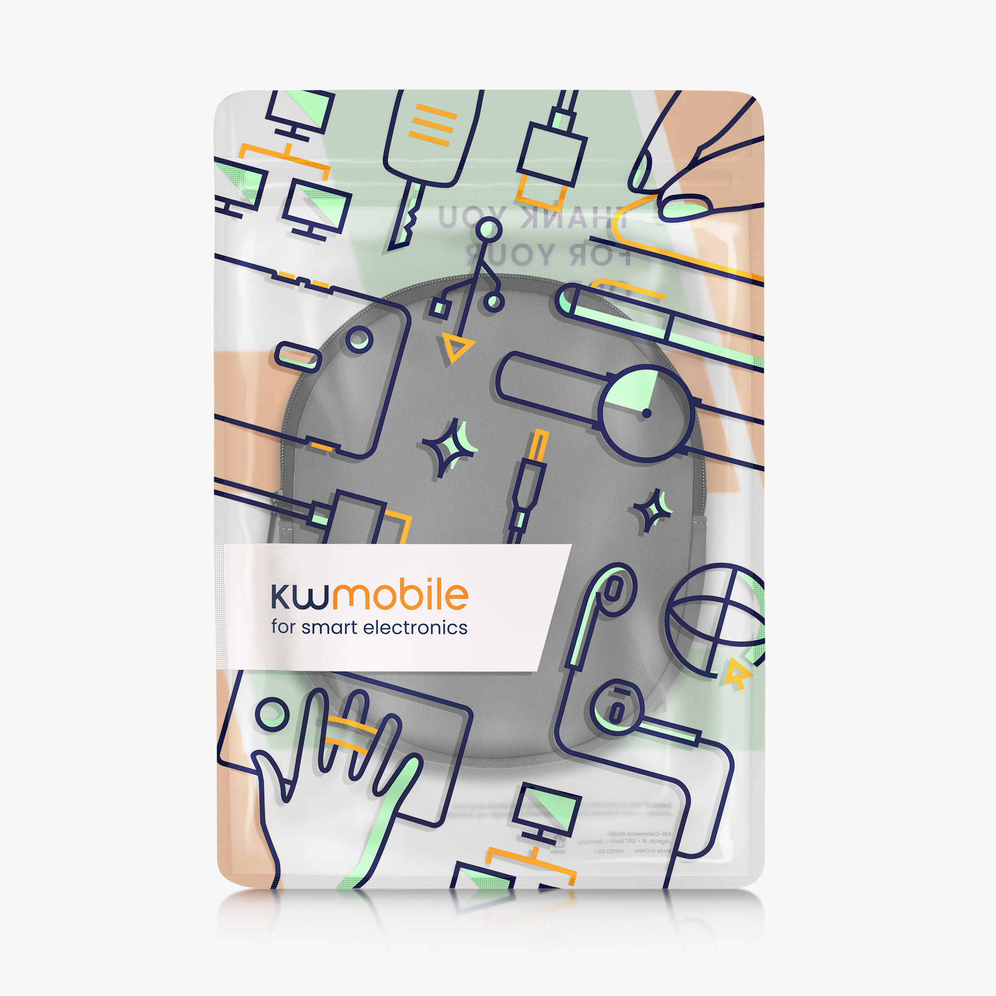 Pouzdro na sluchátka kwmobile 23 x 21 cm šedý