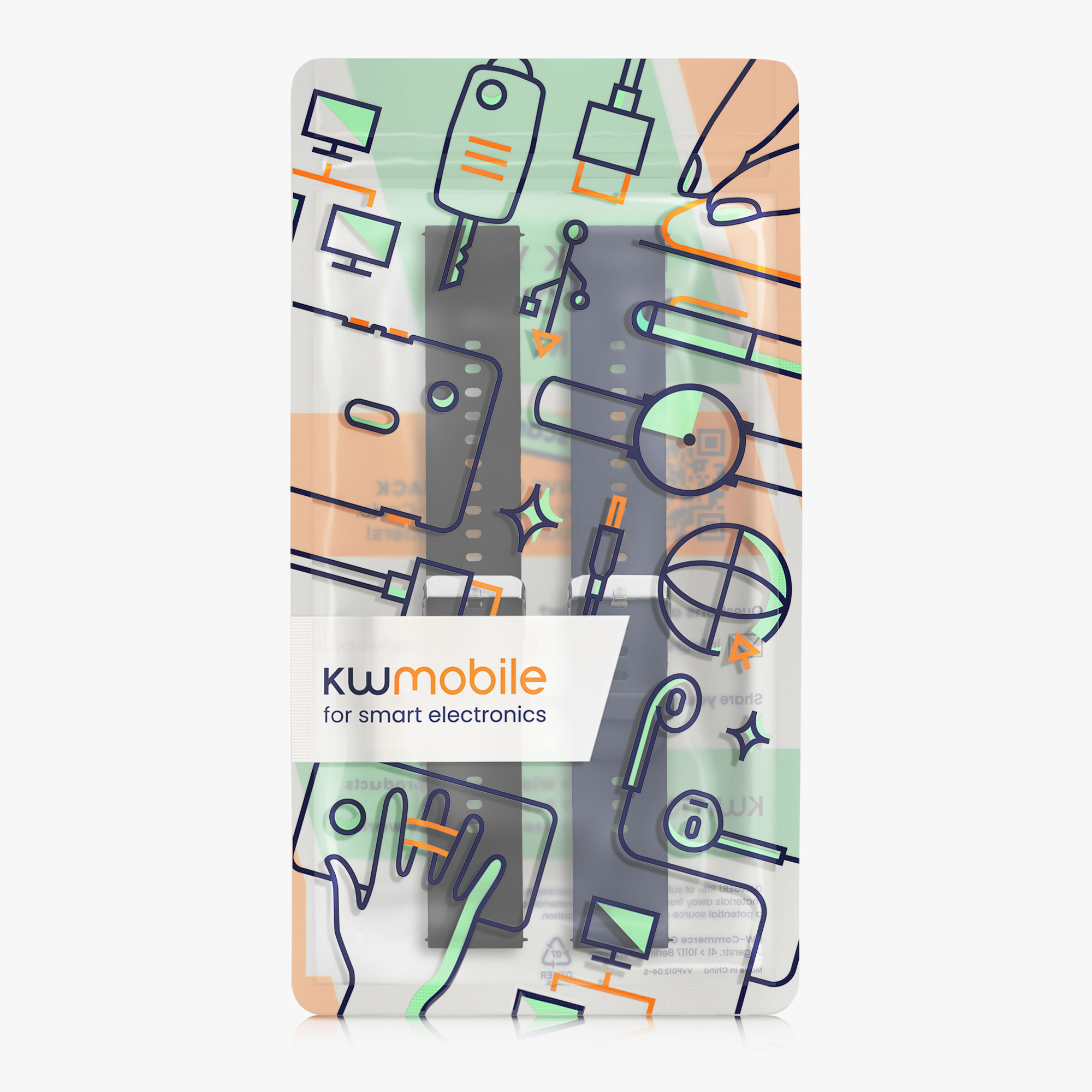 Řemínek na hodinky kwmobile silikonový pro CMF Watch Pro 2 / Watch Pro 1, černá / tmavě modrá, 2 ks