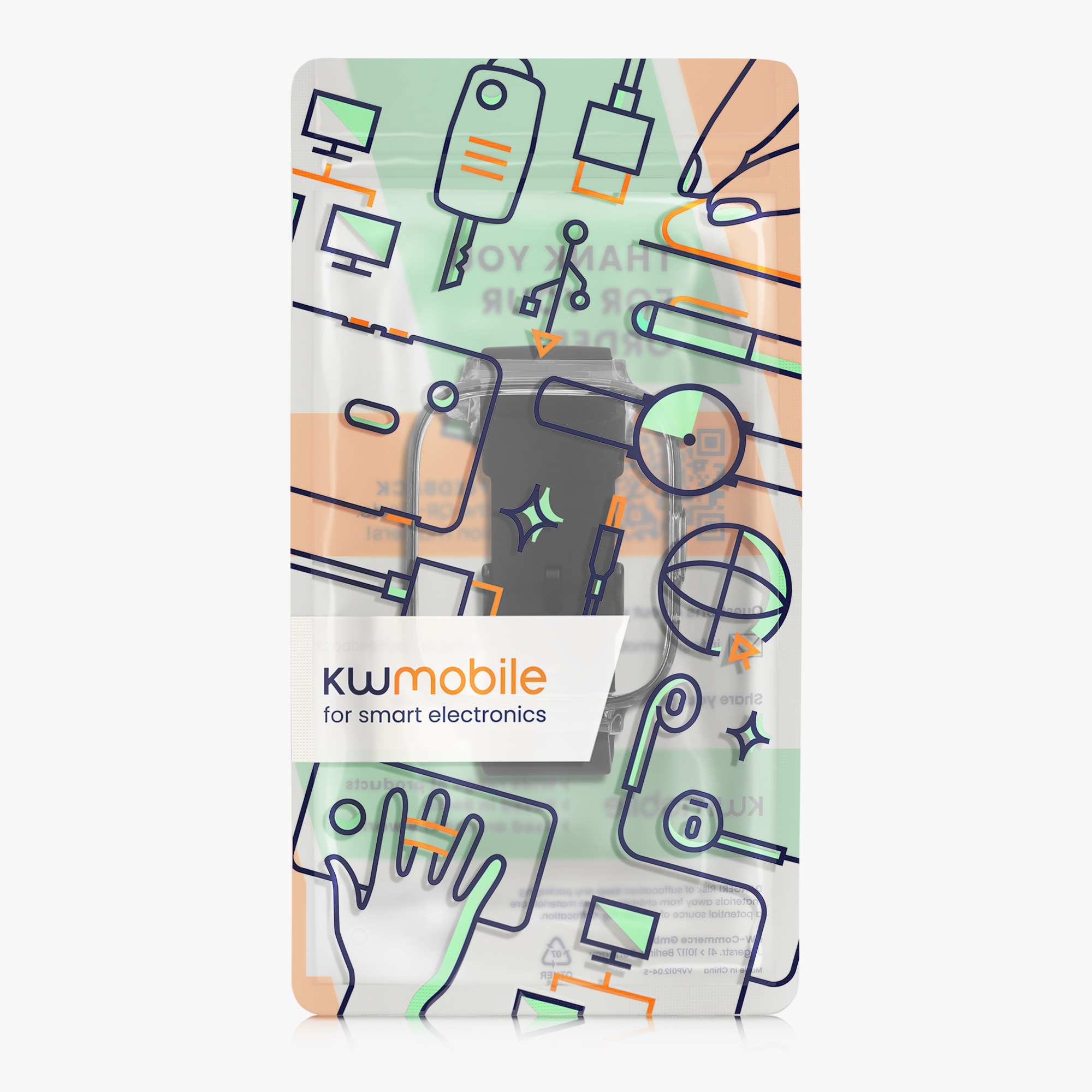 kwmobile řemínek k hodinkám Redmi Watch 3 Active - 2-in-1 set silicone band cover soft černá.