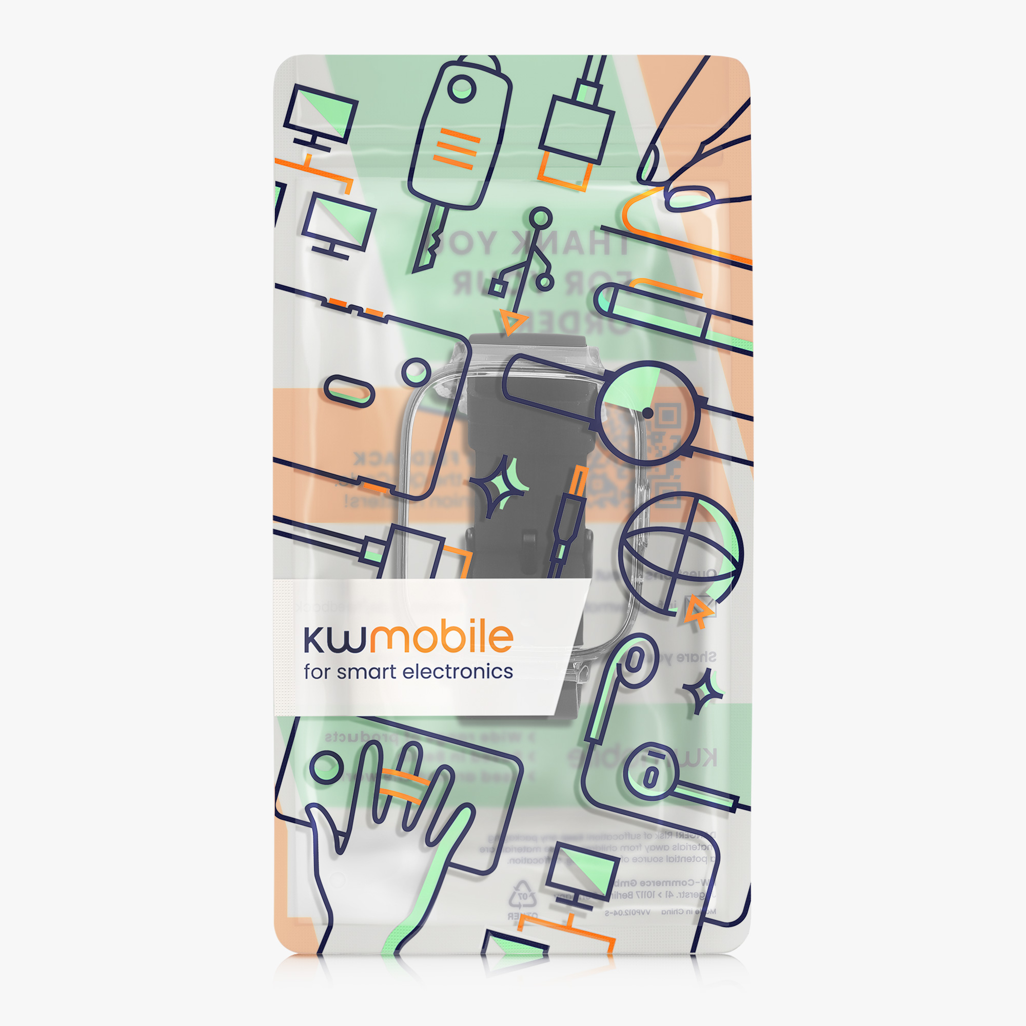kwmobile řemínek k hodinkám Redmi Watch 2 Lite - 2-in-1 set silicone band cover soft černá.