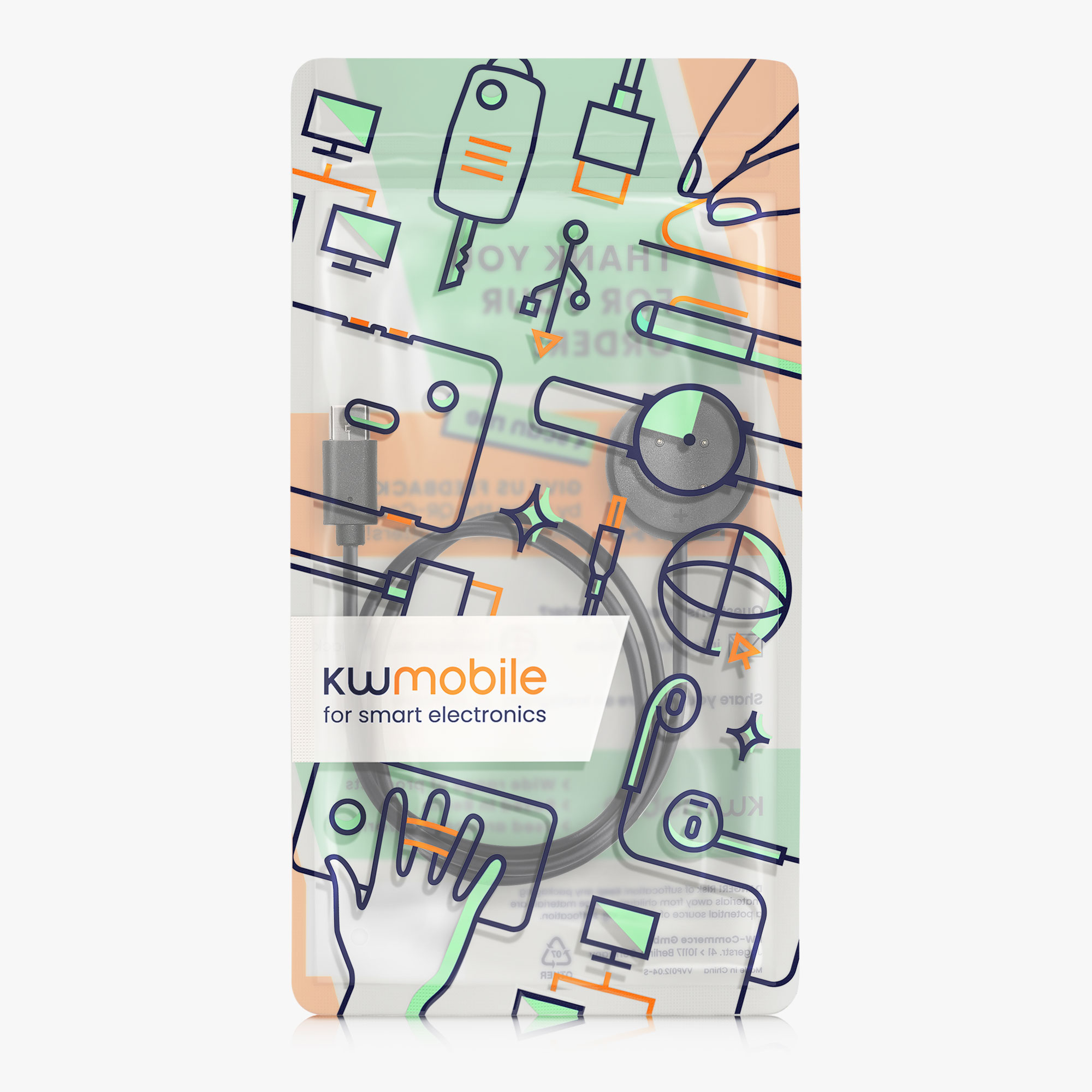 Nabíjecí kabel kwmobile pro Google Pixel Watch 3 / Pixel Watch 2 / Fitbit Versa 4 3 2 / Ace LTE - černá