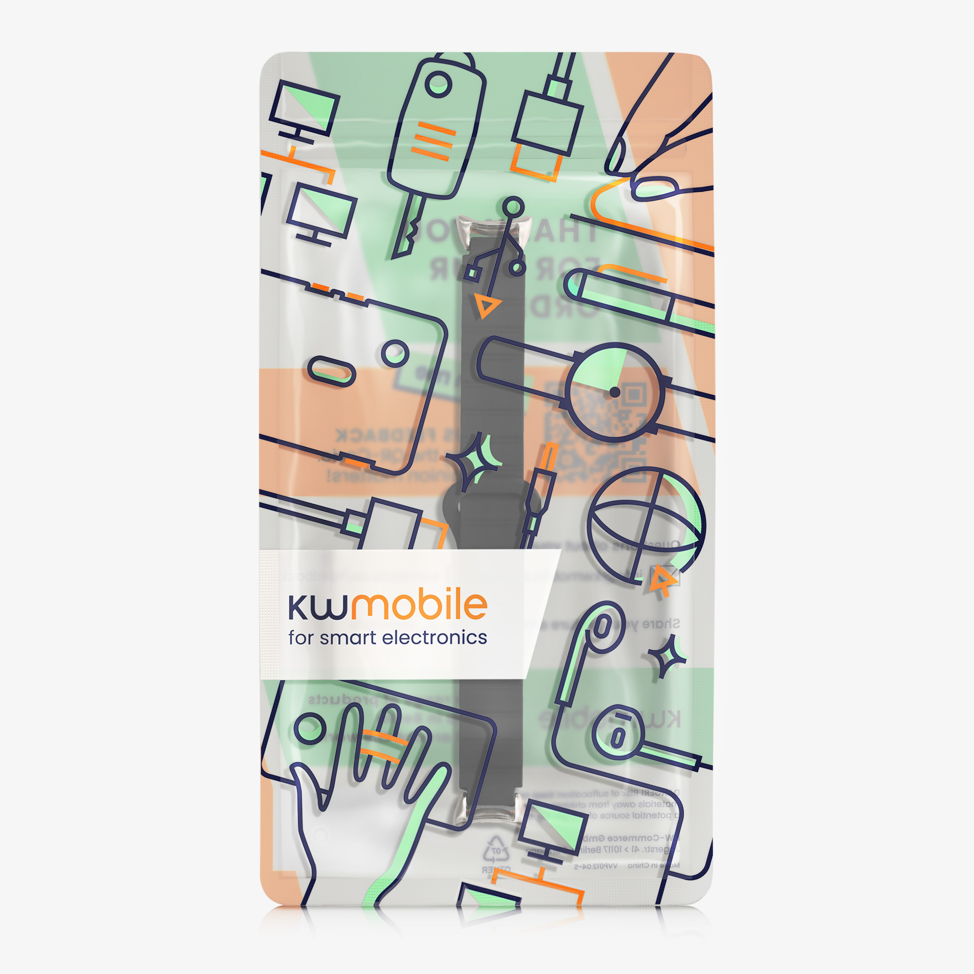 Řemínek kwmobile Xiaomi Mi, černá / oranžová