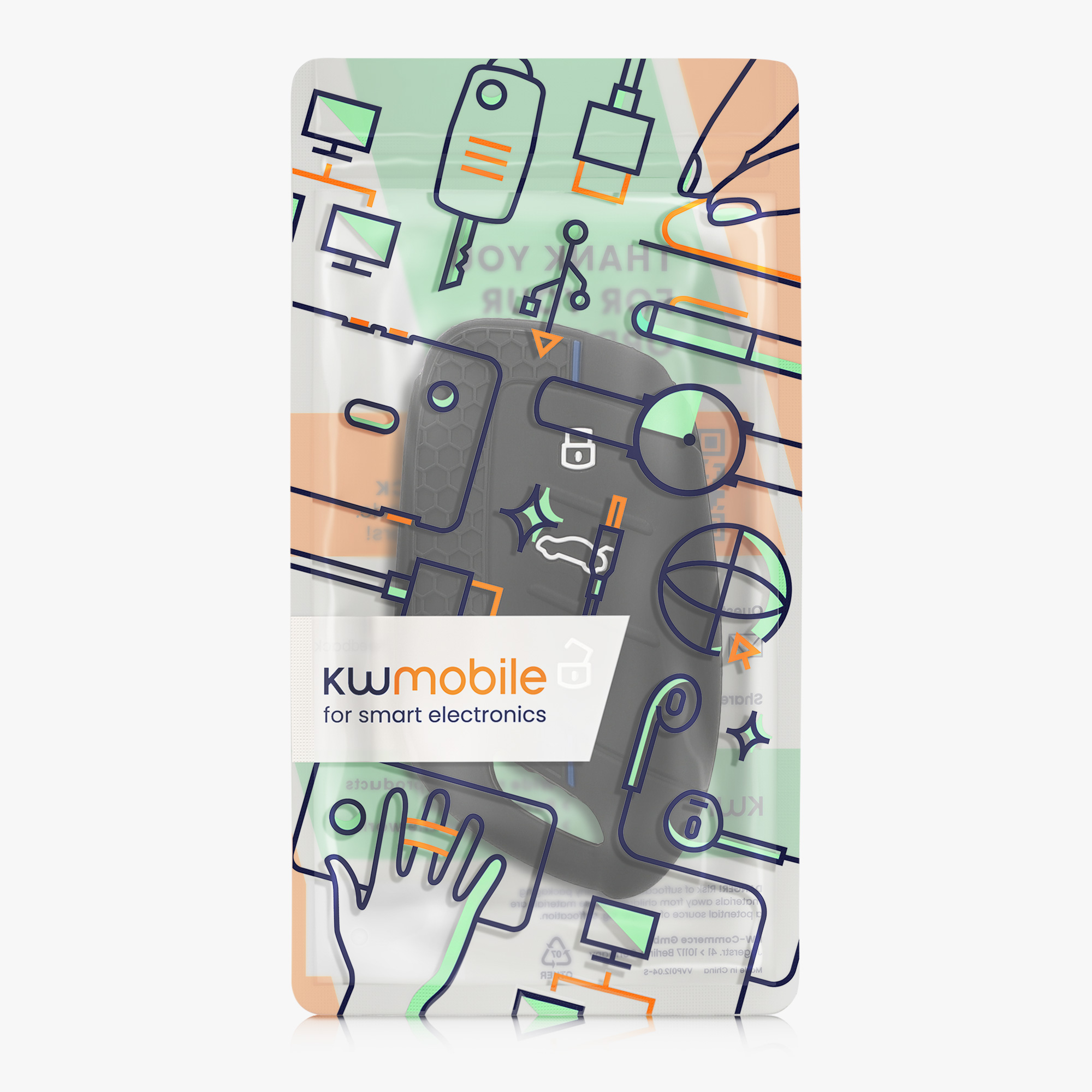 Pouzdro na klíč od auta kwmobile MG 3 tlačítka ZS/MG4/MG5/MG6, černá / modrá