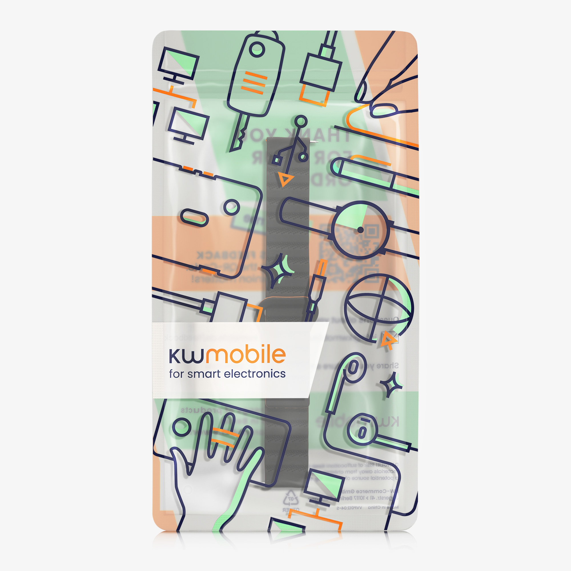 Řemínek na hodinky Galaxy Watch 4 / 5 / 6 Galaxy Watch 7 / FE kwmobile černý/oranžový