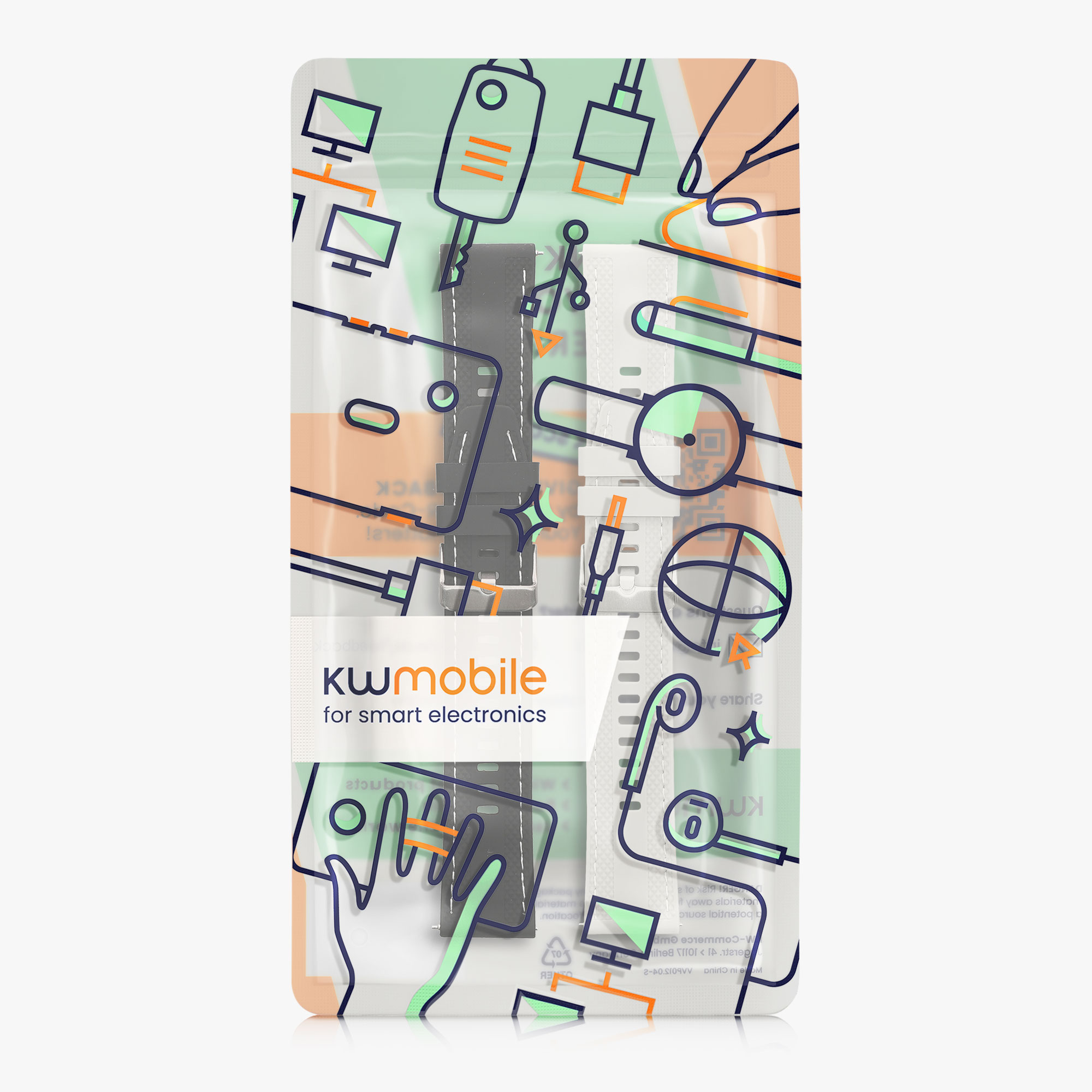 Řemínek na hodinky kwmobile silikonový pro Xiaomi Watch S4, černá / bílá, 2 ks