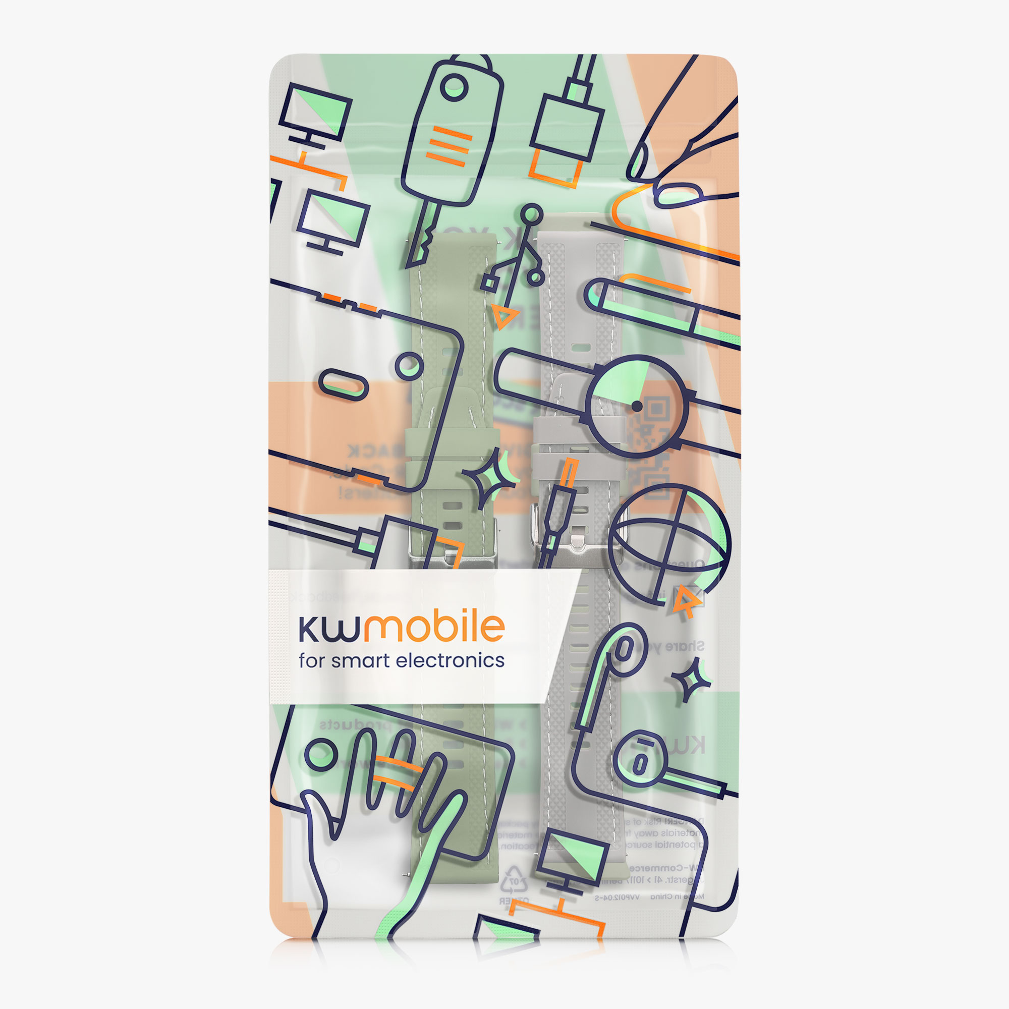 Řemínek na hodinky kwmobile silikonový pro Xiaomi Watch S4, tmavě zelená / šedá, 2 ks