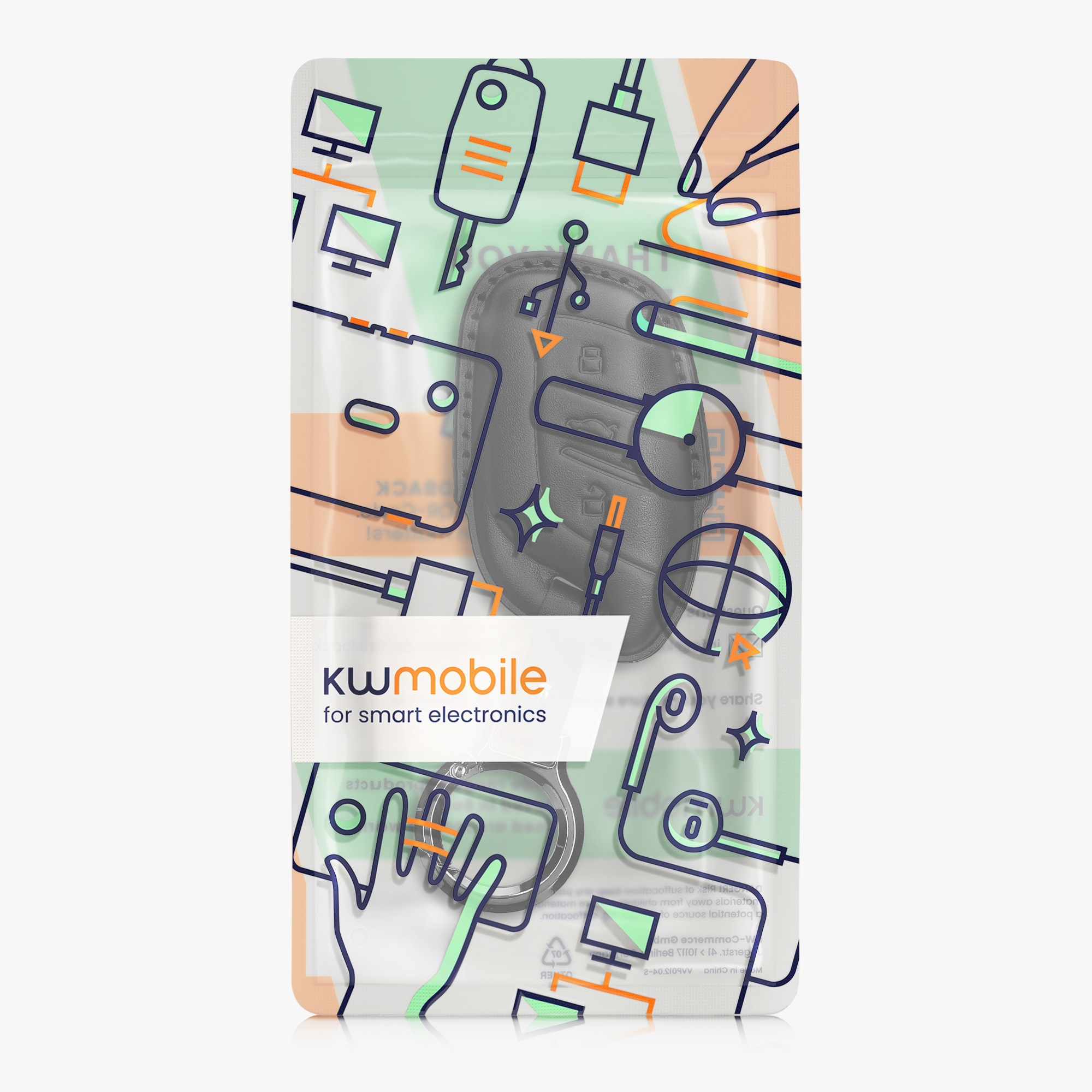 Pouzdro na klíč od auta kwmobile MG 3 tlačítka ZS/MG4/MG5/MG6, černá