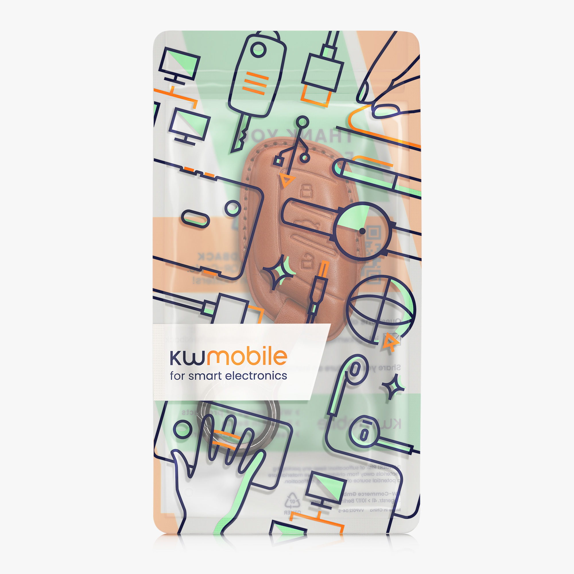 Pouzdro na klíč od auta kwmobile MG 3 tlačítka ZS/MG4/MG5/MG6, hnědá