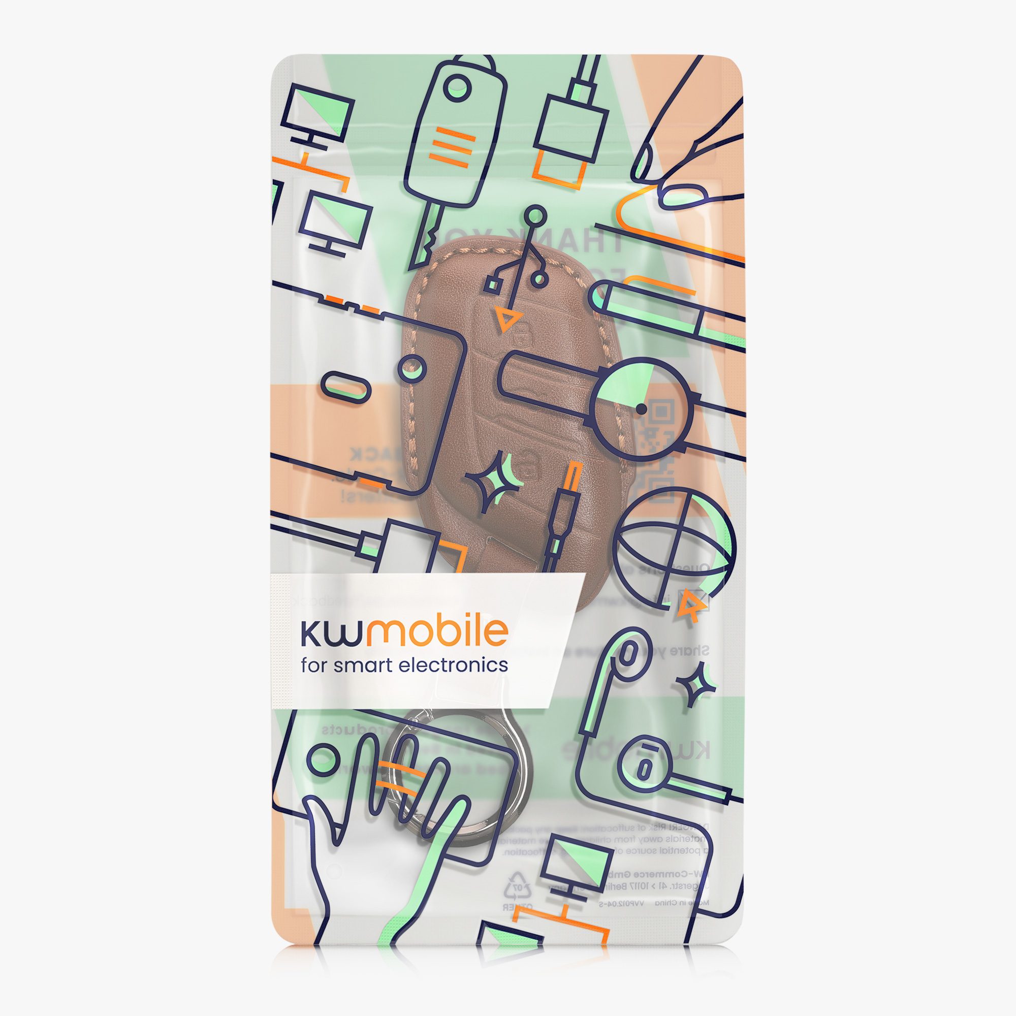 Pouzdro na klíč od auta kwmobile MG 3 tlačítka ZS/MG4/MG5/MG6, světle hnědá