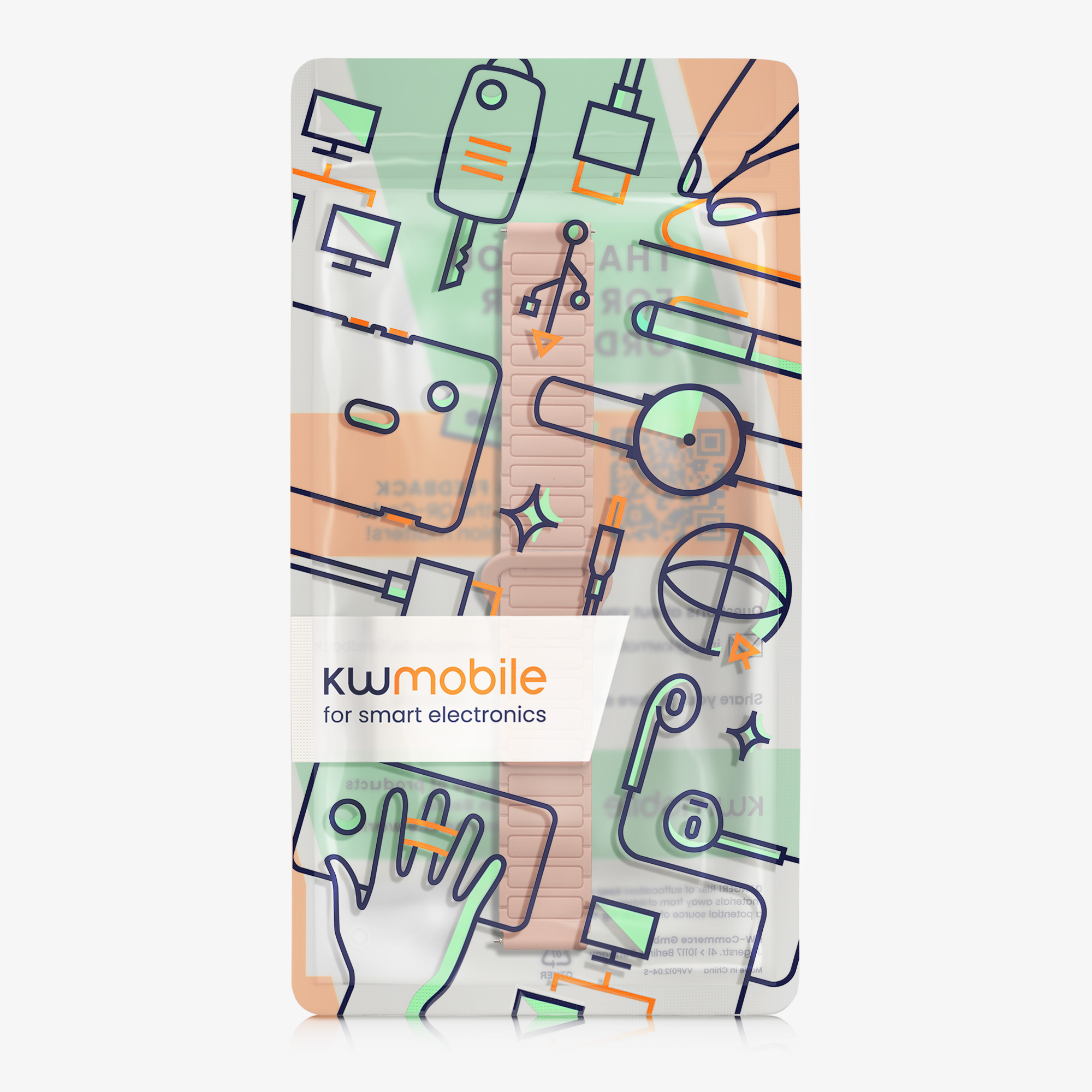 Řemínek kwmobile pro Garmin Venu 3S / Venu 2S / vivoactive 4S / Forerunner 265S 255S - starorůžová / světle modrá