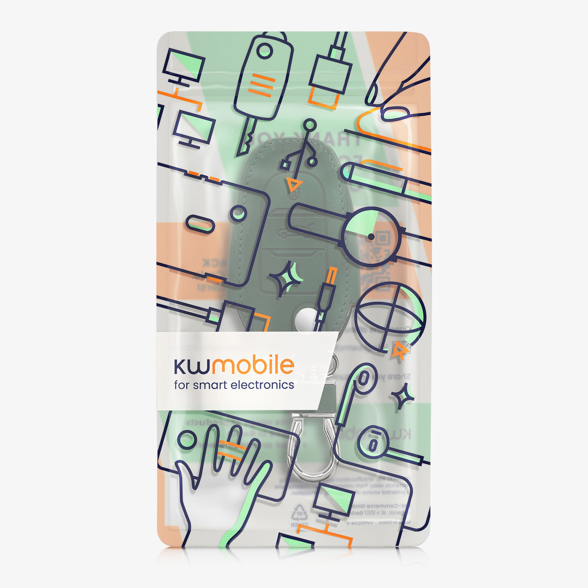 Pouzdro na klíč od auta kwmobile pro Opel 3 Button Car Key Smart Key only Keyless Go, tmavě zelená