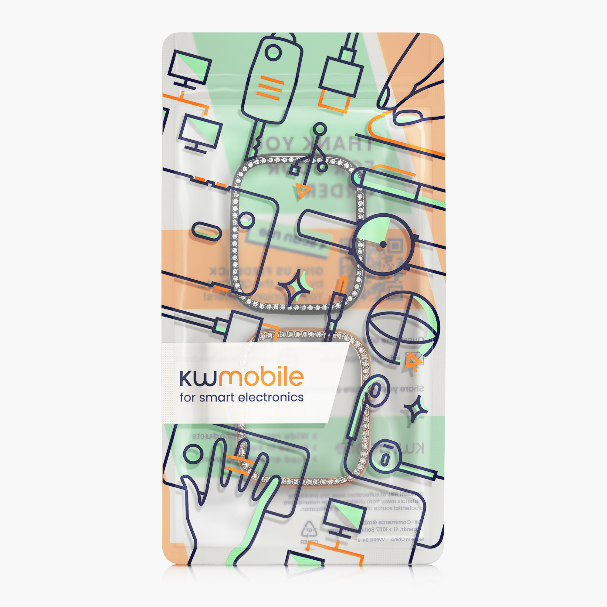 kwmobile ochranný rámeček na chytré hodinky Redmi Watch 3 Active / Redmi Watch 3 Lite - černá / stříbrná