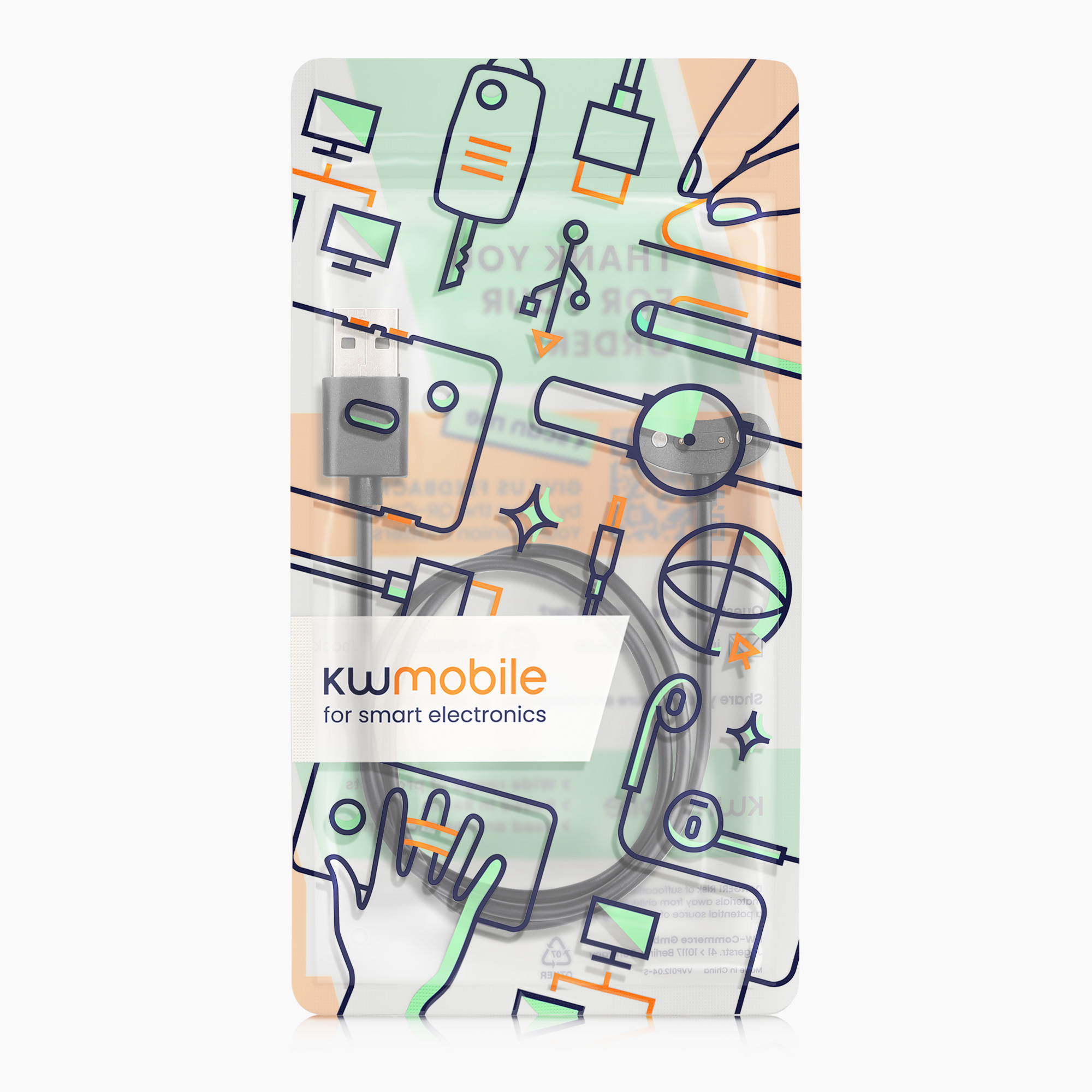 Nabíjecí kabel pro chytré hodinky Ticwatch Pro 5 Enduro / Pro 3 / E3 / Atlas kwmobile - černá
